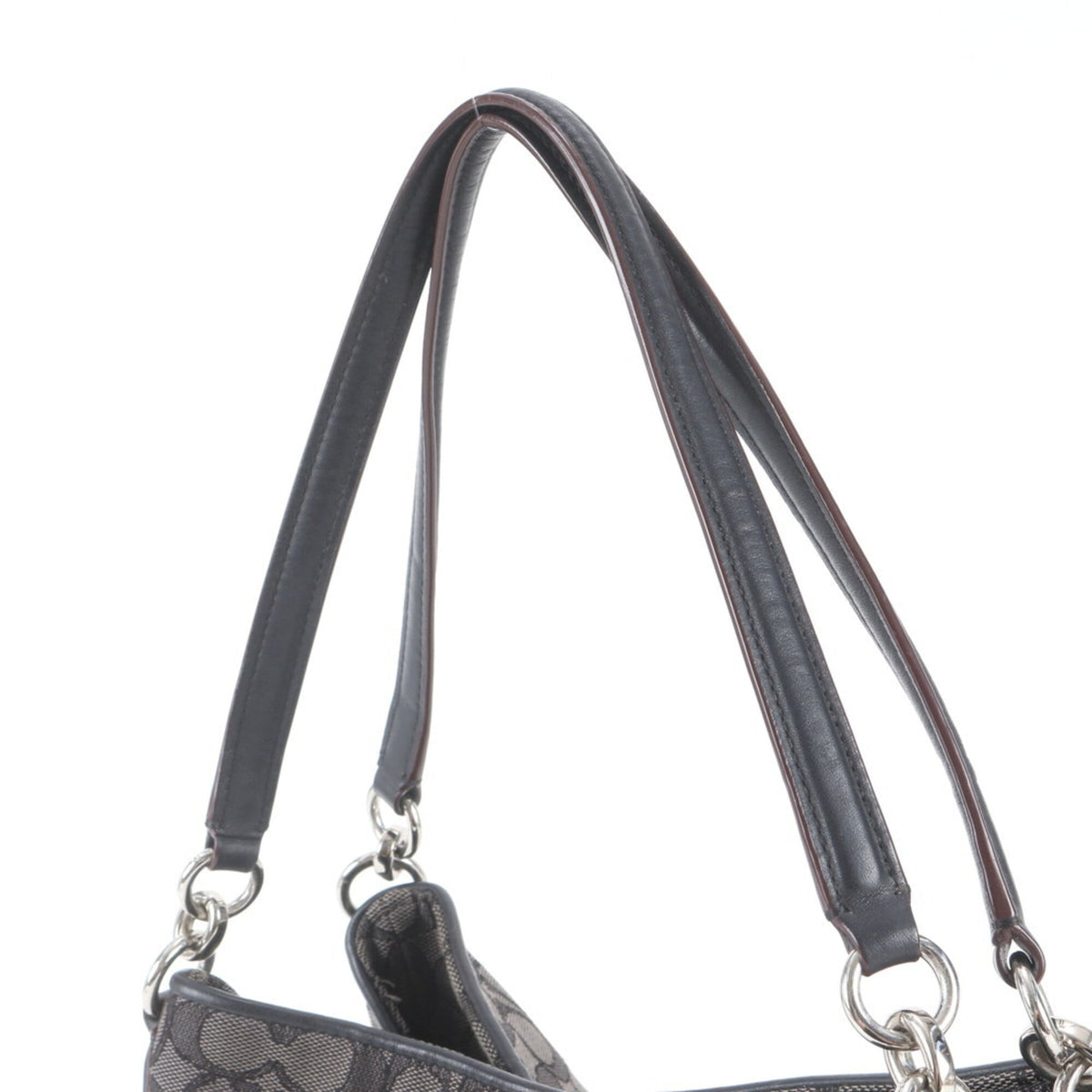Coach Black Leather Canvas Handbag Shoulder Bag Tote Bag (Pre-Owned)