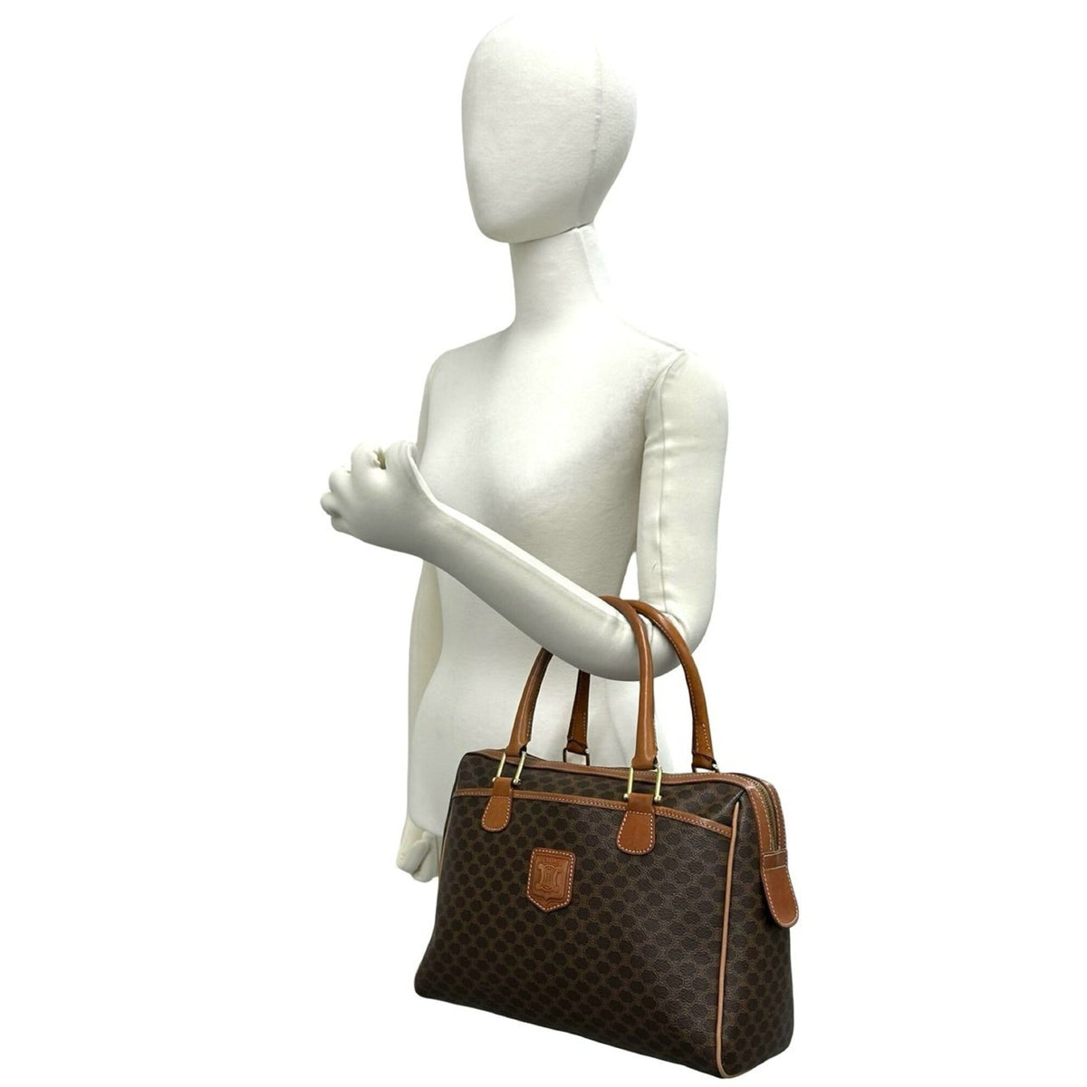 Celine Brown Leather Pvc Boston Bag Handbag (Pre-Owned)