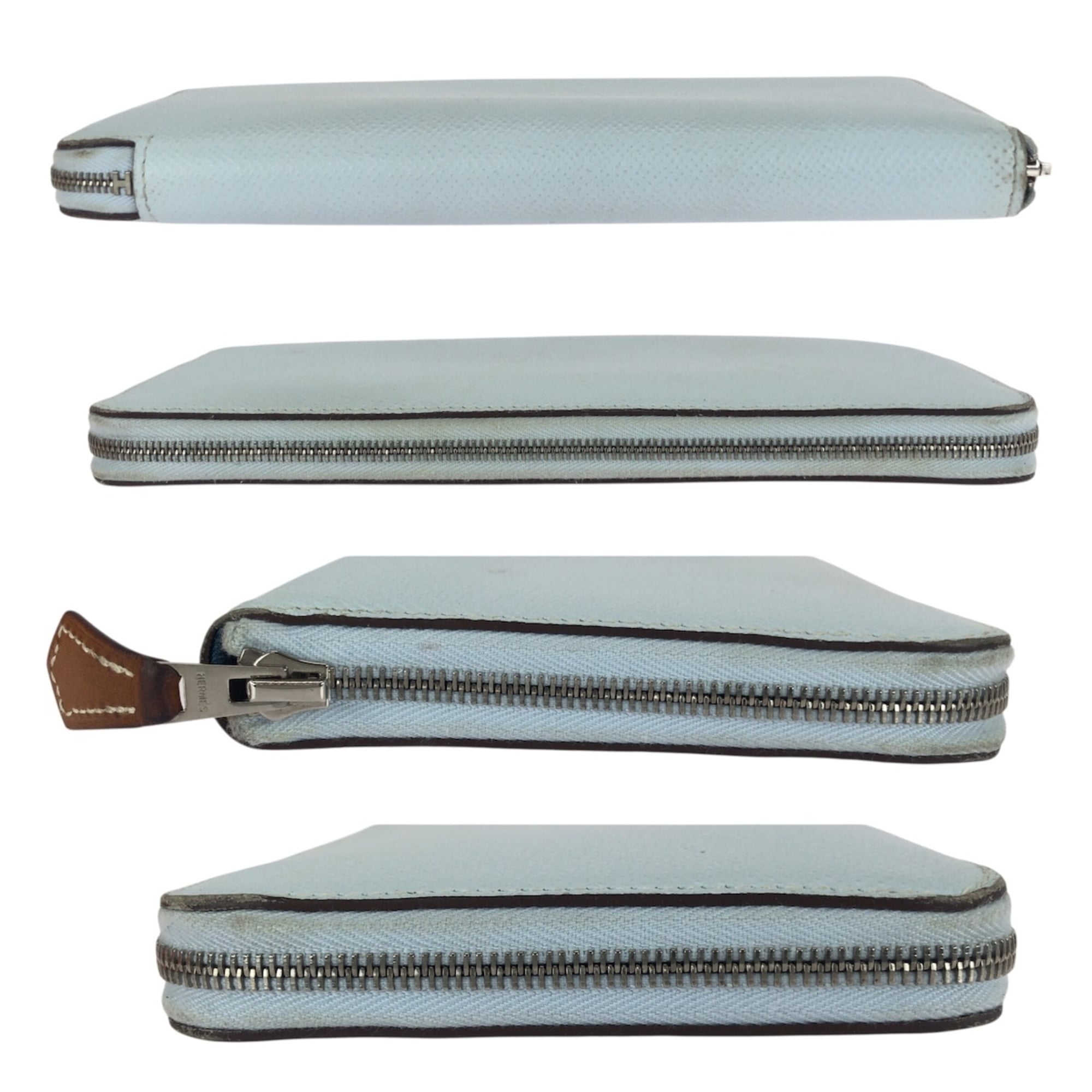 Hermes Light Blue Silk Epsom Leather Long Wallet (Bi-Fold) (Pre-Owned)