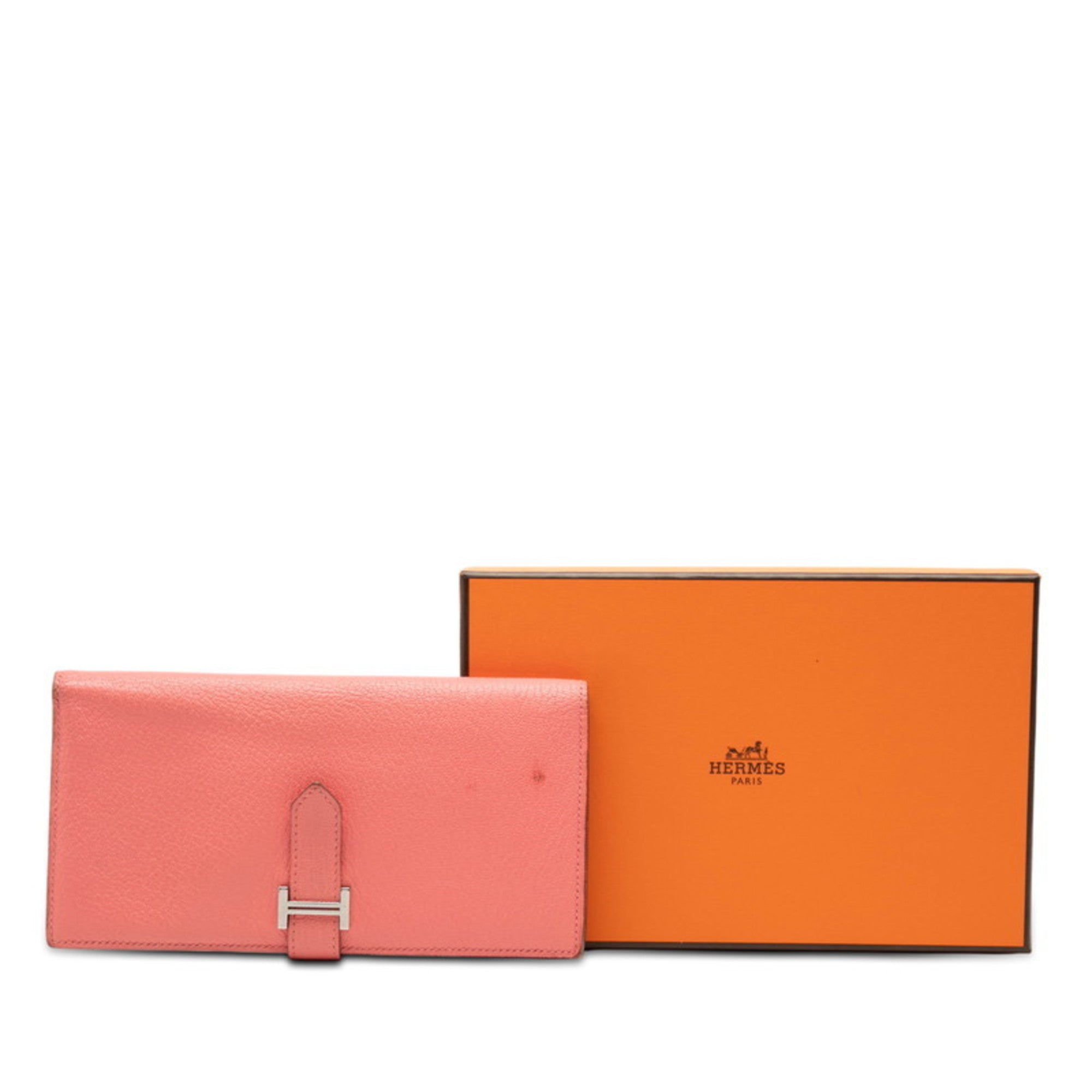 Hermes Pink Chevre Leather Leather Long Wallet (Bi-Fold) (Pre-Owned)