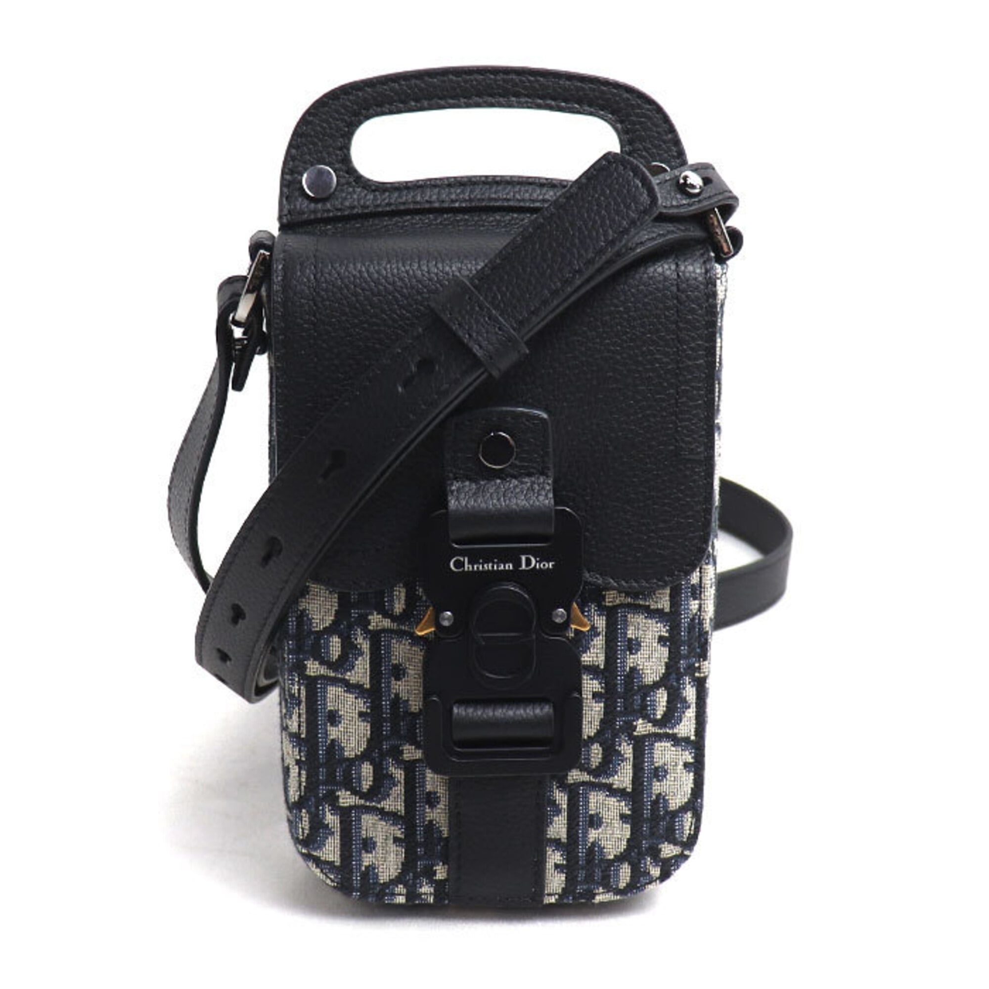 Christian Dior Black Leather Jacquard Shoulder Bag (Pre-Owned)