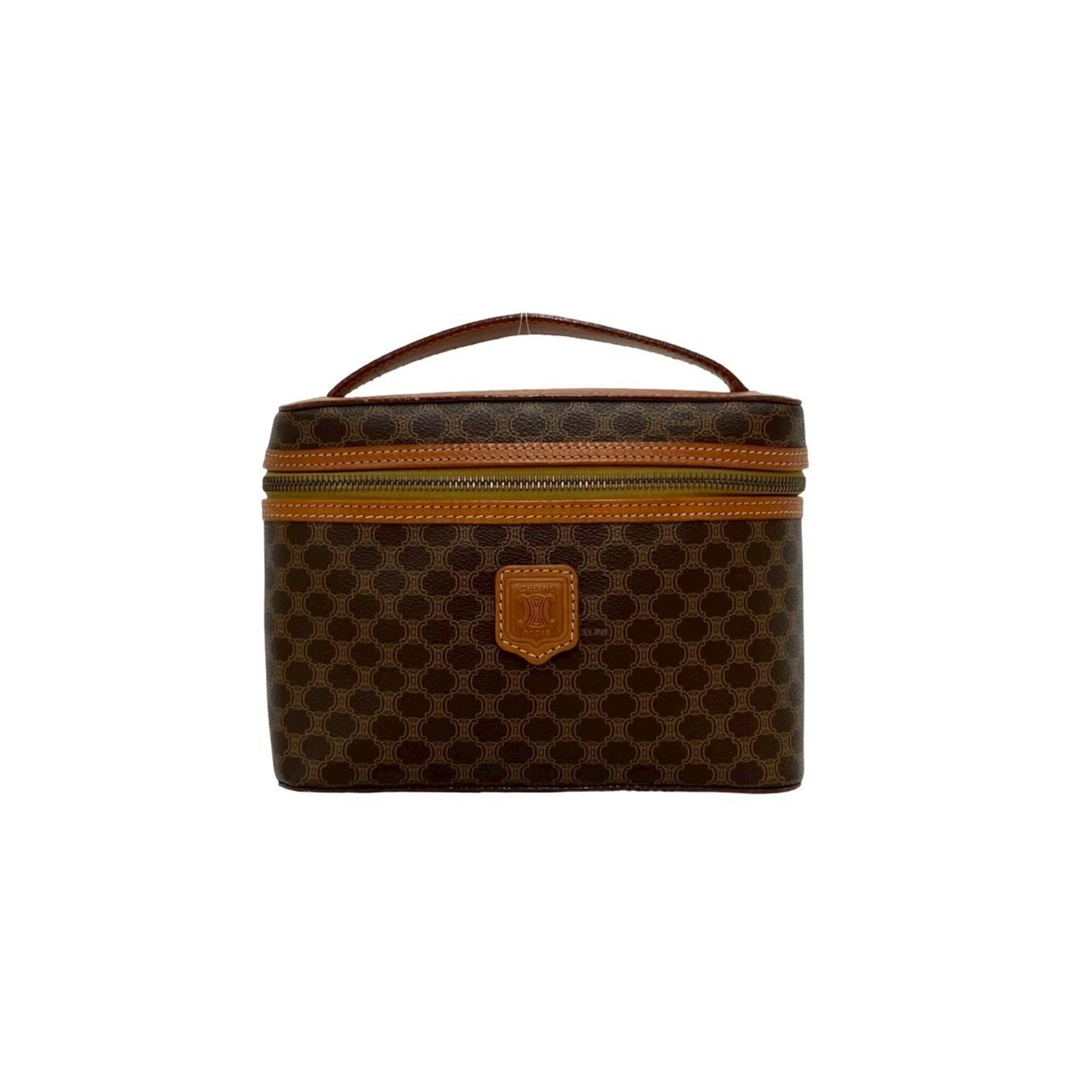 Celine Brown Leather Pvc Handbag Vanity Bag (Pre-Owned)