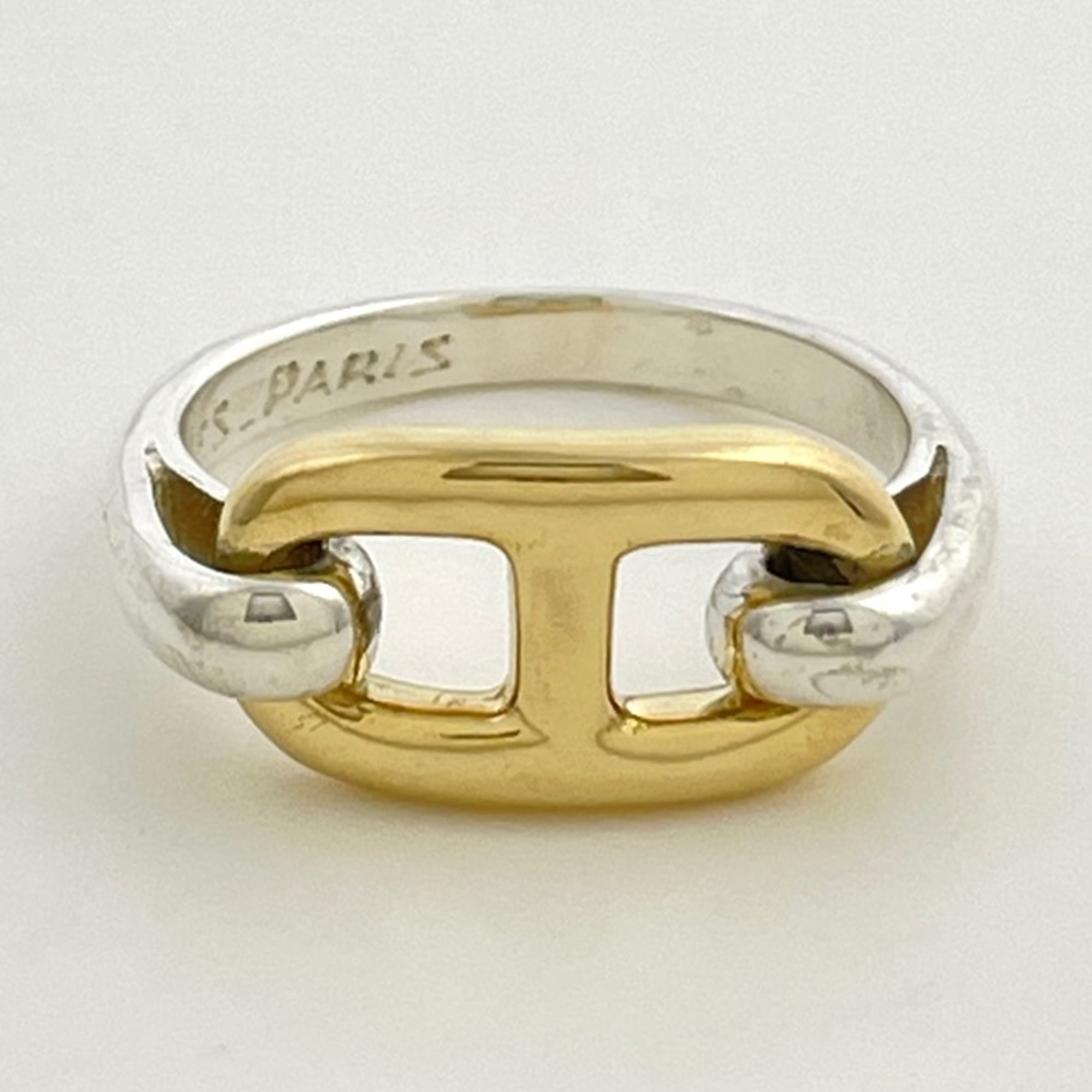 Hermes Gold Silver Silver Band Ring (Pre-Owned)