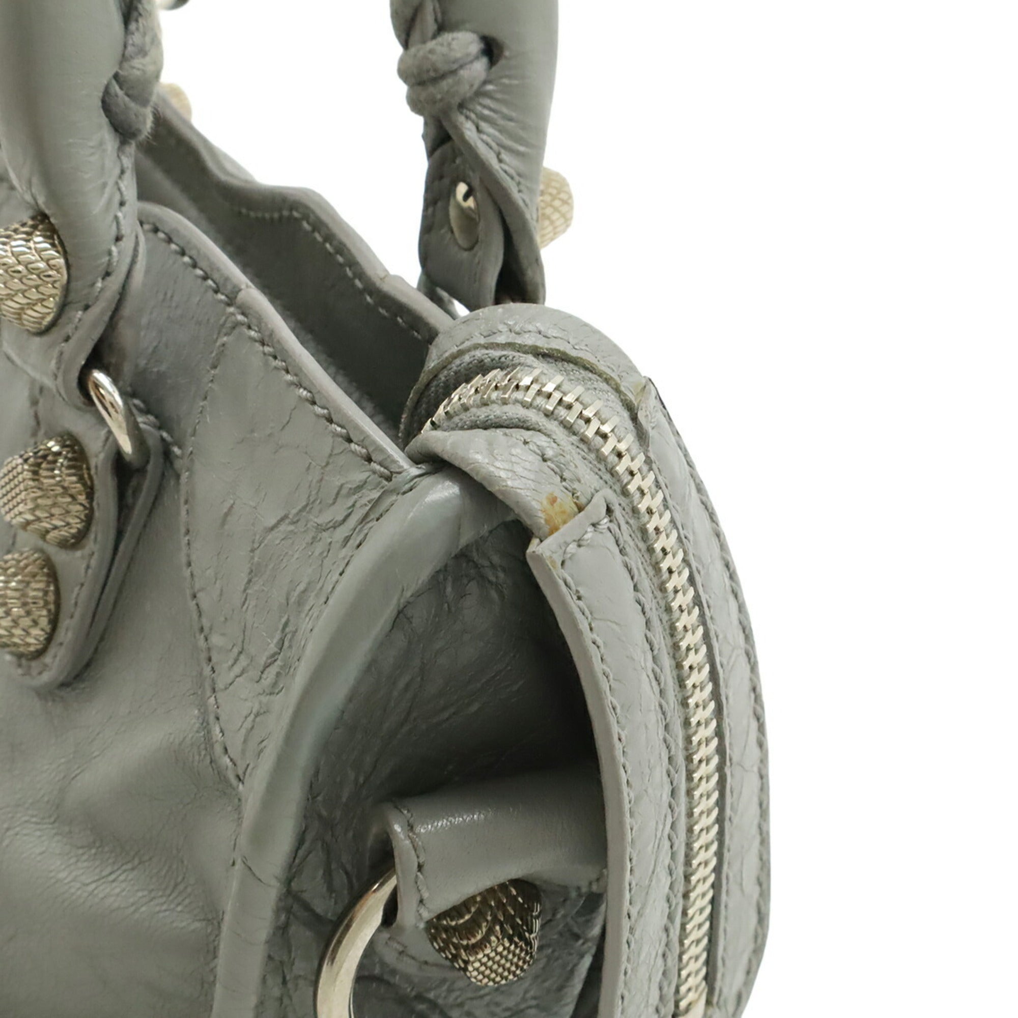 Balenciaga Gray Leather Handbag Shoulder Bag (Pre-Owned)