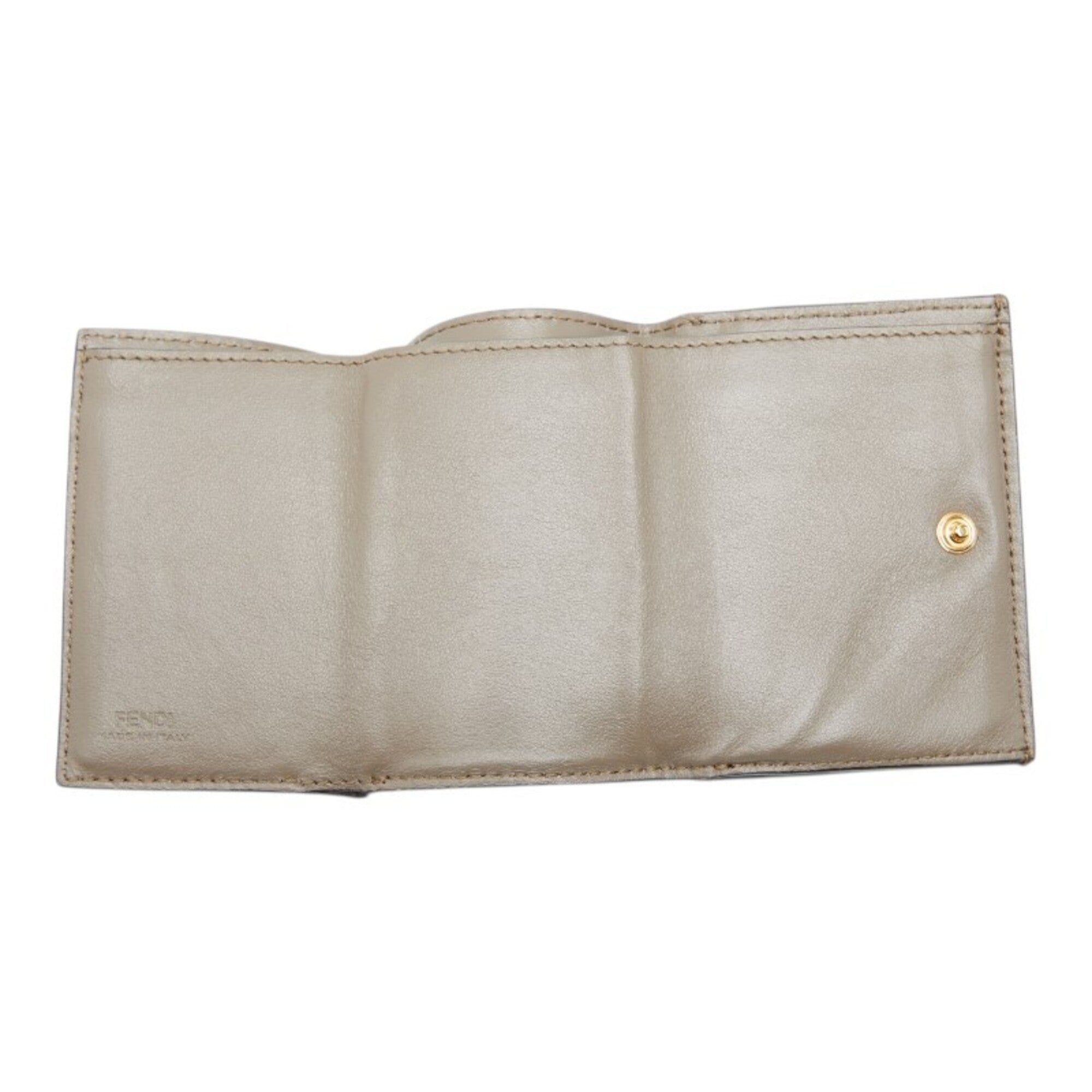 Fendi Grayish Leather Wallet (Tri-Fold) (Pre-Owned)