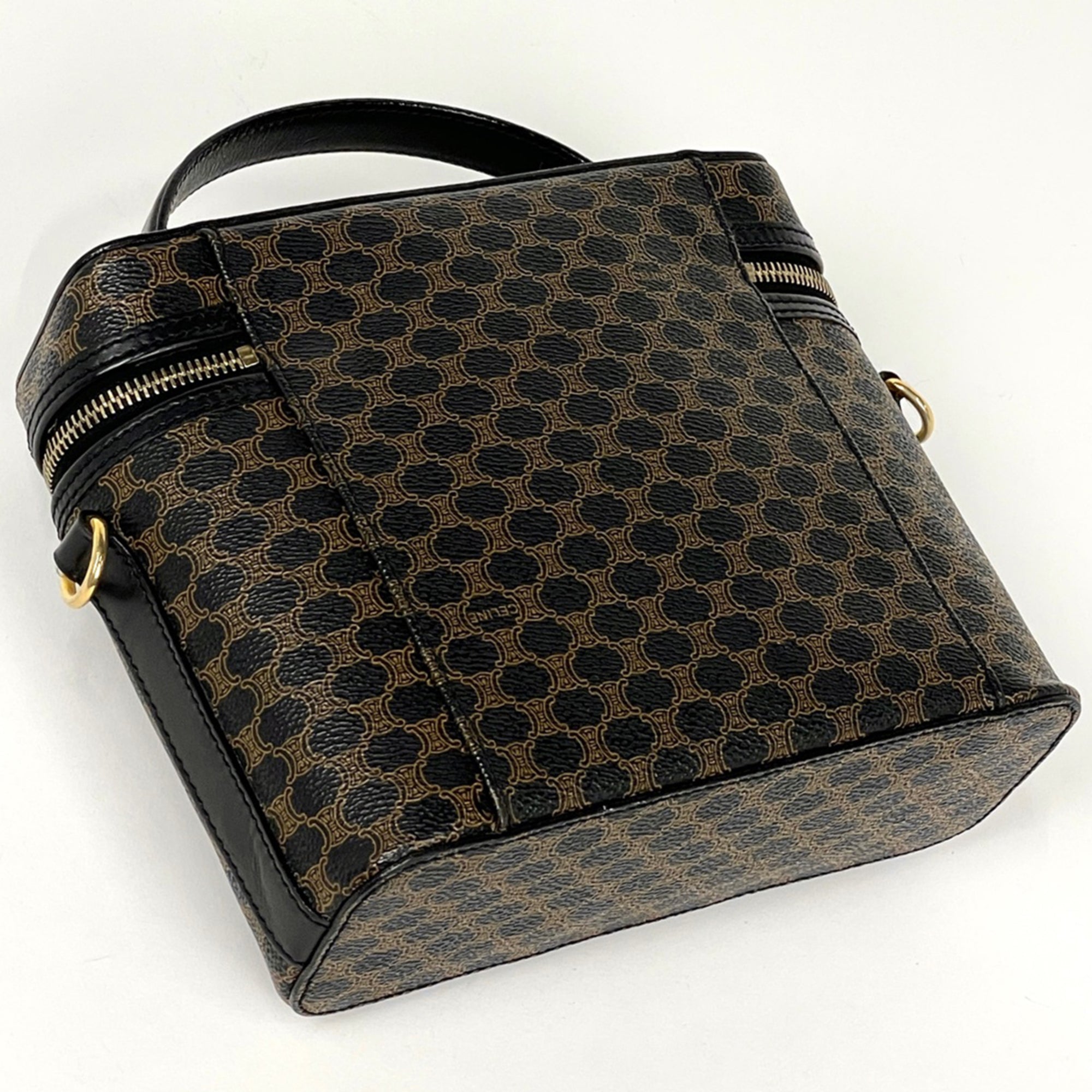 Celine Black Brown Coated Canvas Pouch Vanity Bag (Pre-Owned)