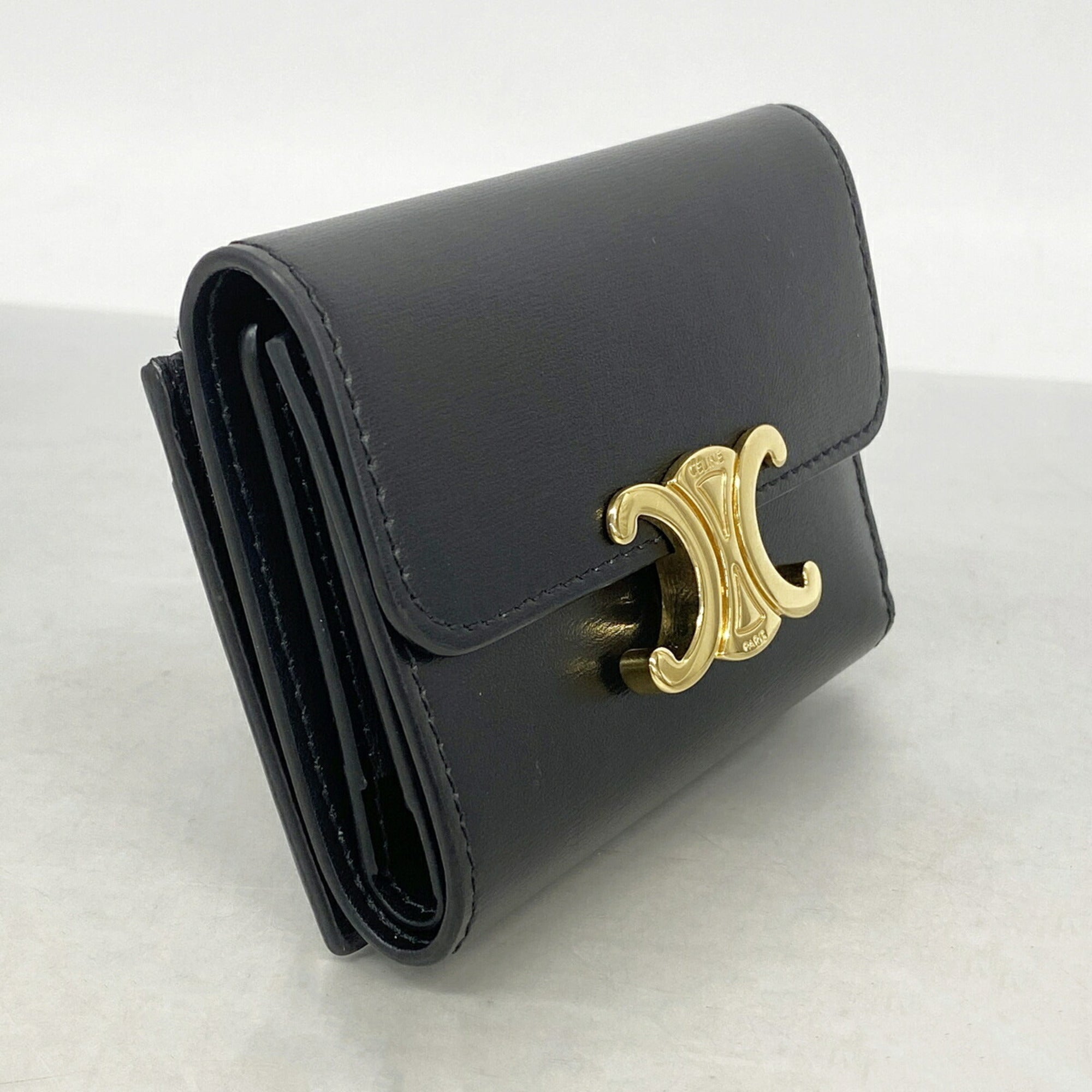 Celine Black Leather Wallet (Tri-Fold) (Pre-Owned)