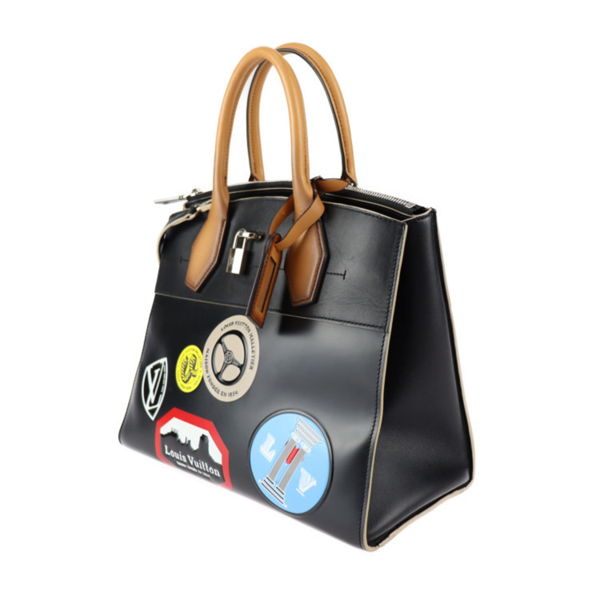Louis Vuitton Black Multi-Color Leather Handbag Shoulder Bag Tote Bag (Pre-Owned)