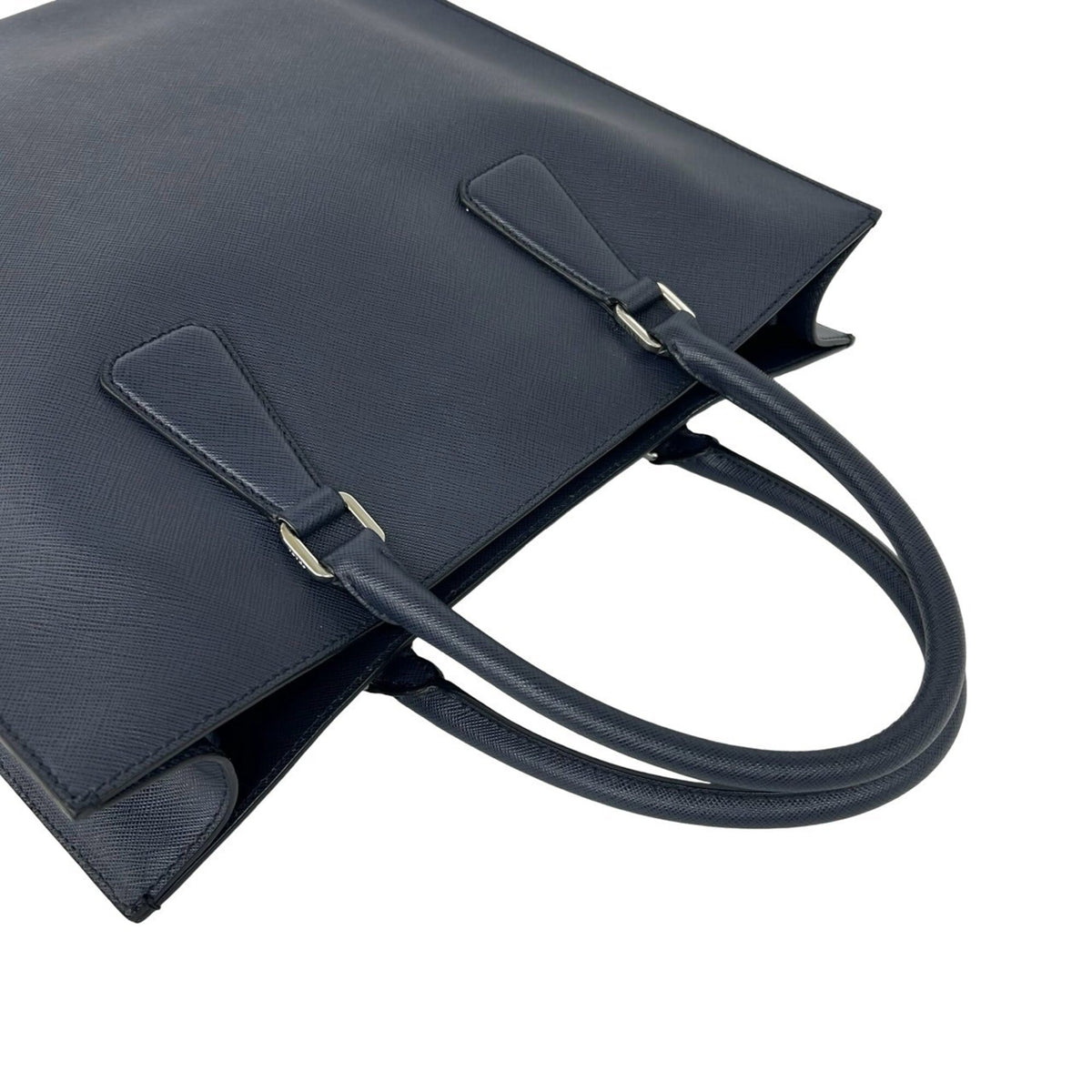 Prada Navy Leather Handbag Shoulder Bag Tote Bag (Pre-Owned)