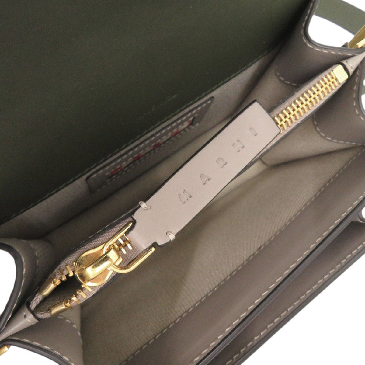 Marni Gray Green Leather Shoulder Bag (Pre-Owned)