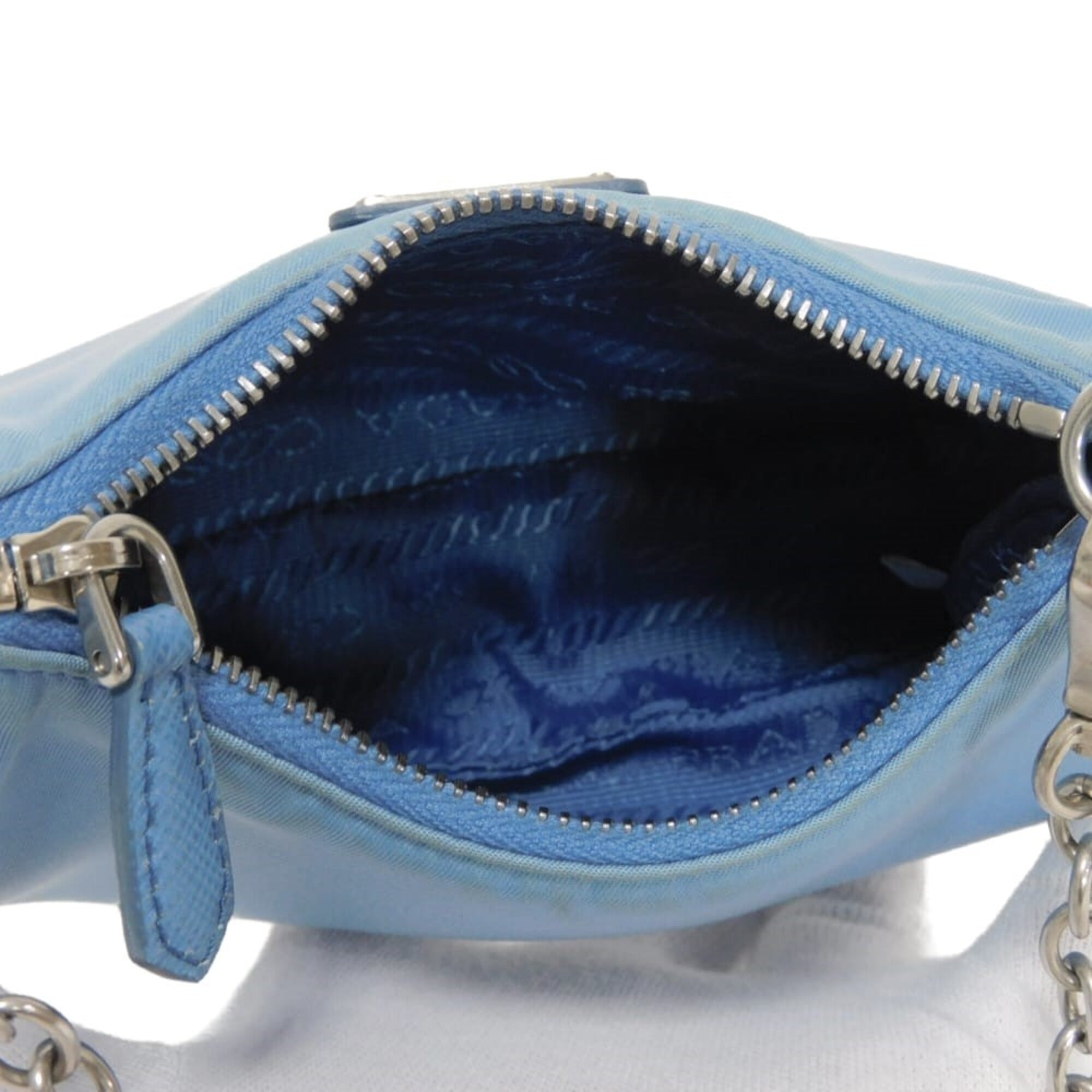 Prada Blue Nylon Pouch Shoulder Bag (Pre-Owned)