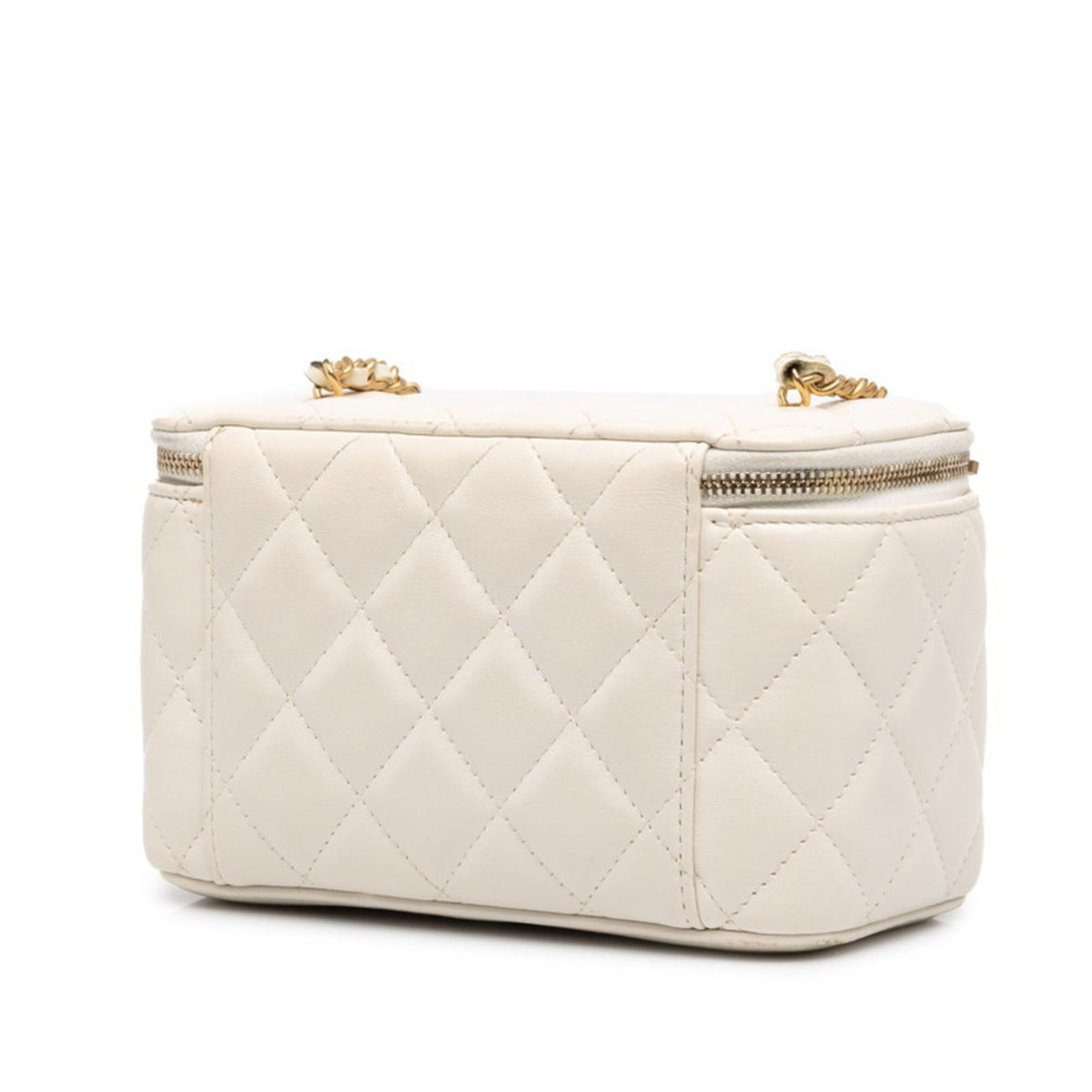 Chanel White Leather Shoulder Bag Vanity Bag (Pre-Owned)