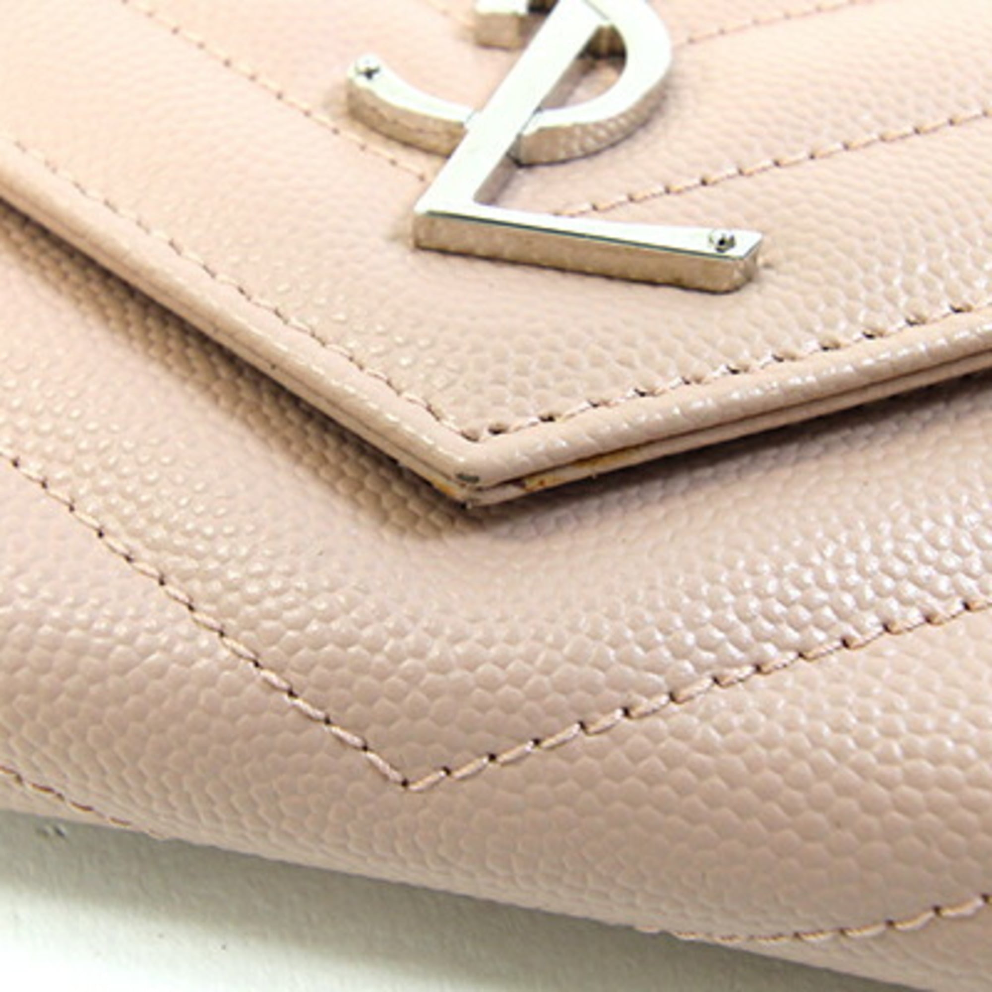 Saint Laurent Light Pink Leather Long Wallet (Bi-Fold) (Pre-Owned)