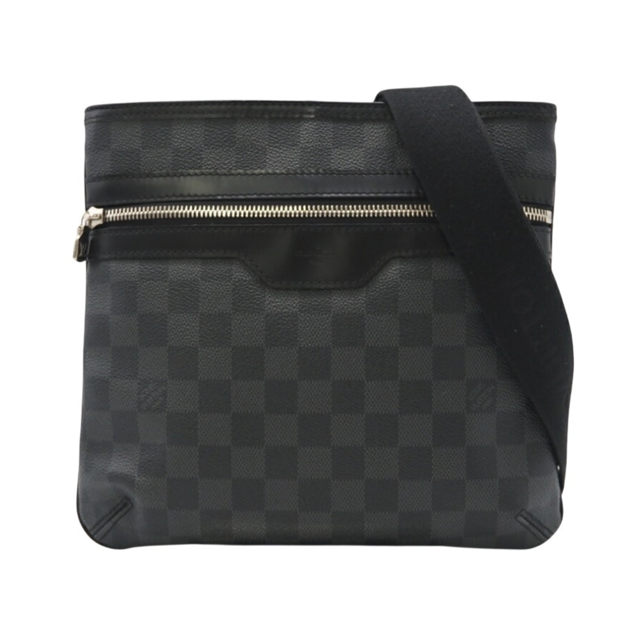 Louis Vuitton Black Gray Coated Canvas Shoulder Bag (Pre-Owned)