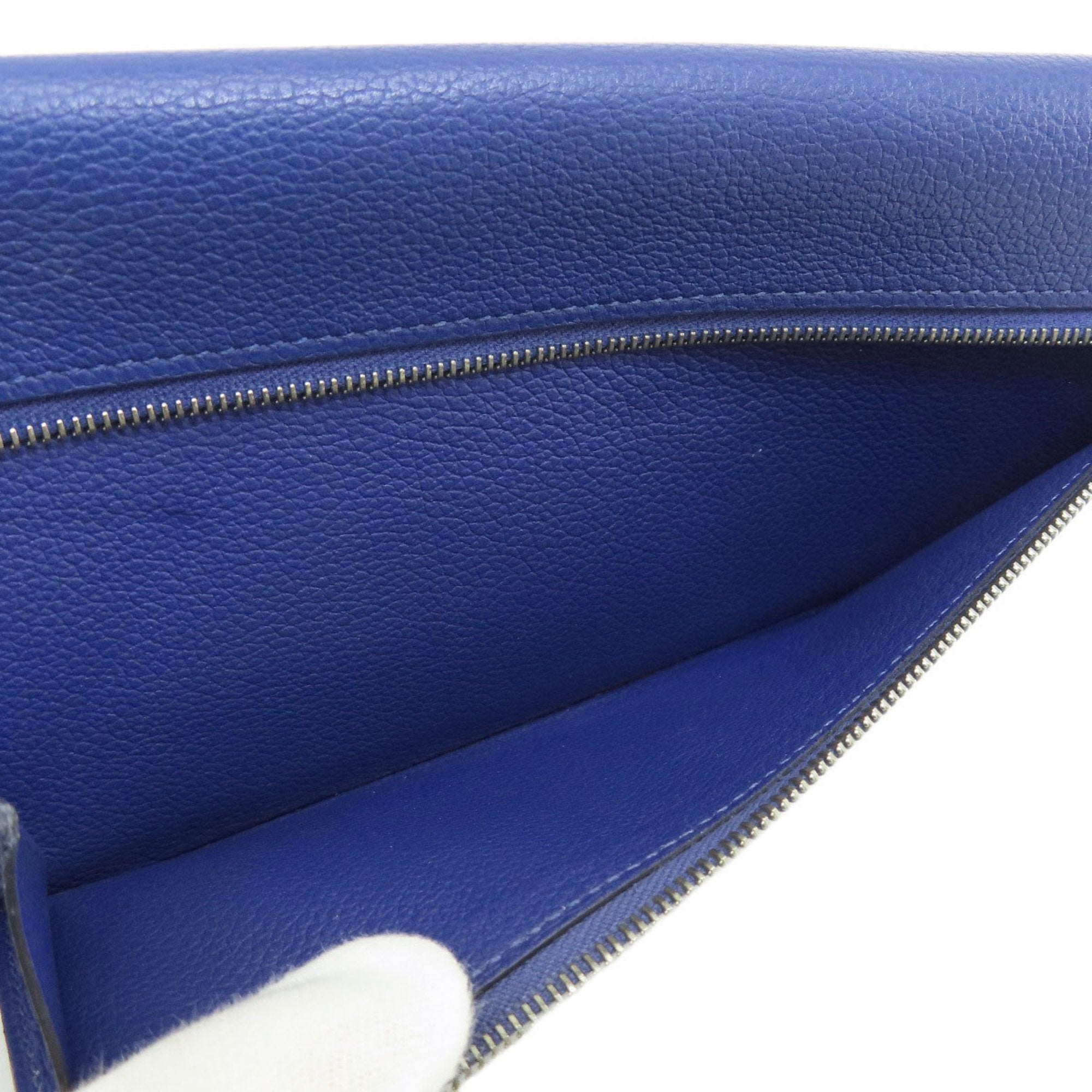 Hermes Blue Leather Long Wallet (Bi-Fold) (Pre-Owned)
