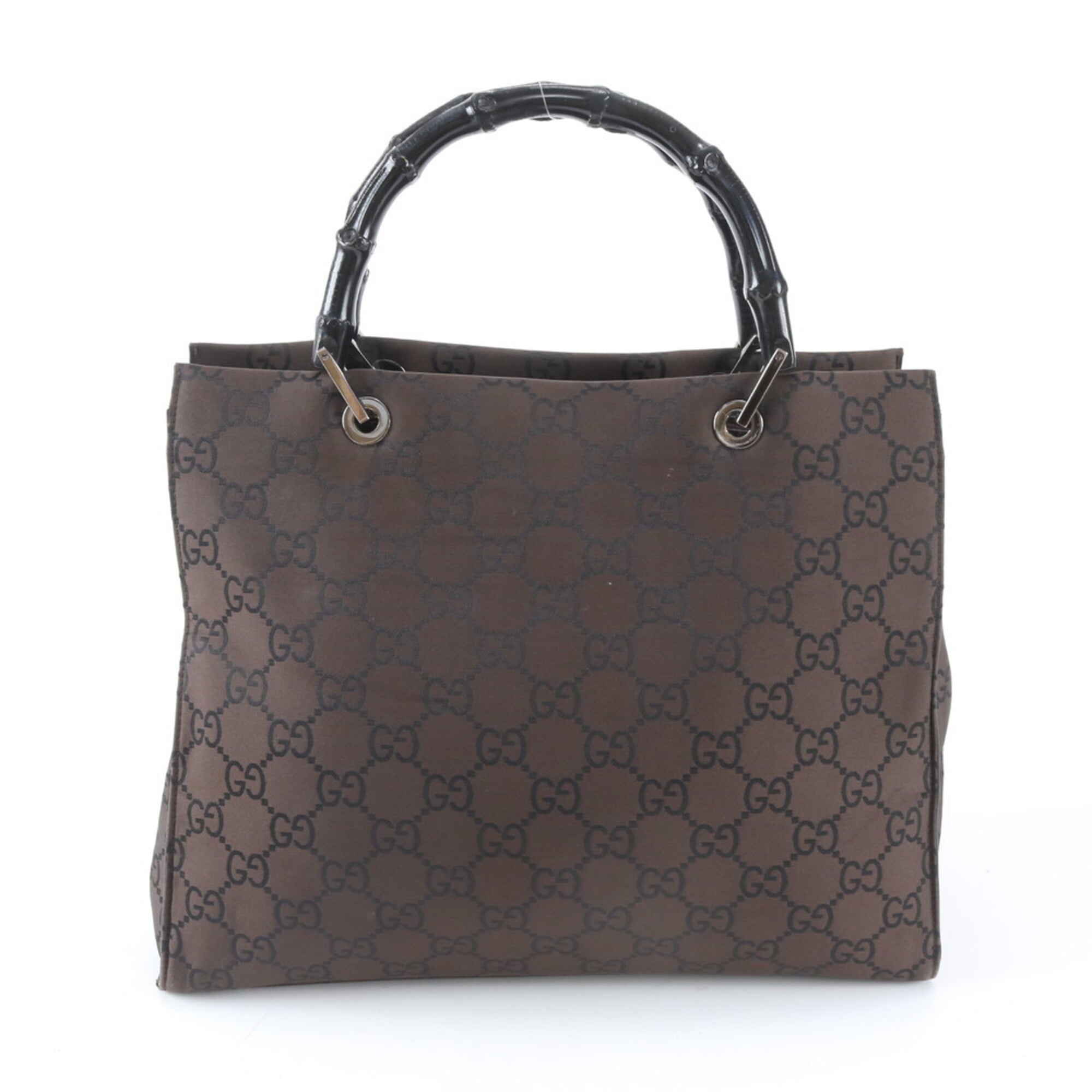 Gucci Bamboo Black Brown Bamboo Handbag Shoulder Bag Tote Bag (Pre-Owned)