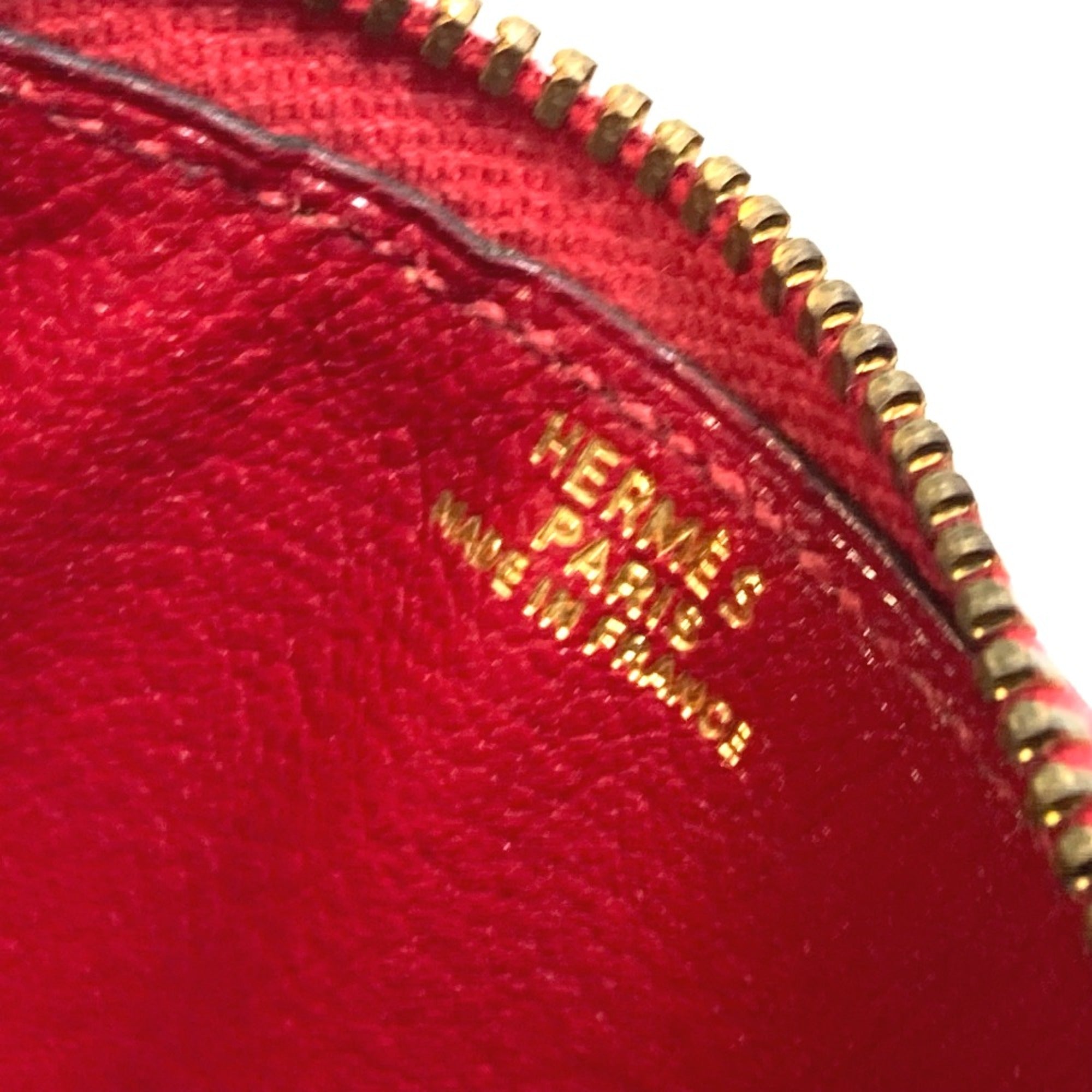 Hermes Red Leather Coin Purse/Coin Case (Pre-Owned)