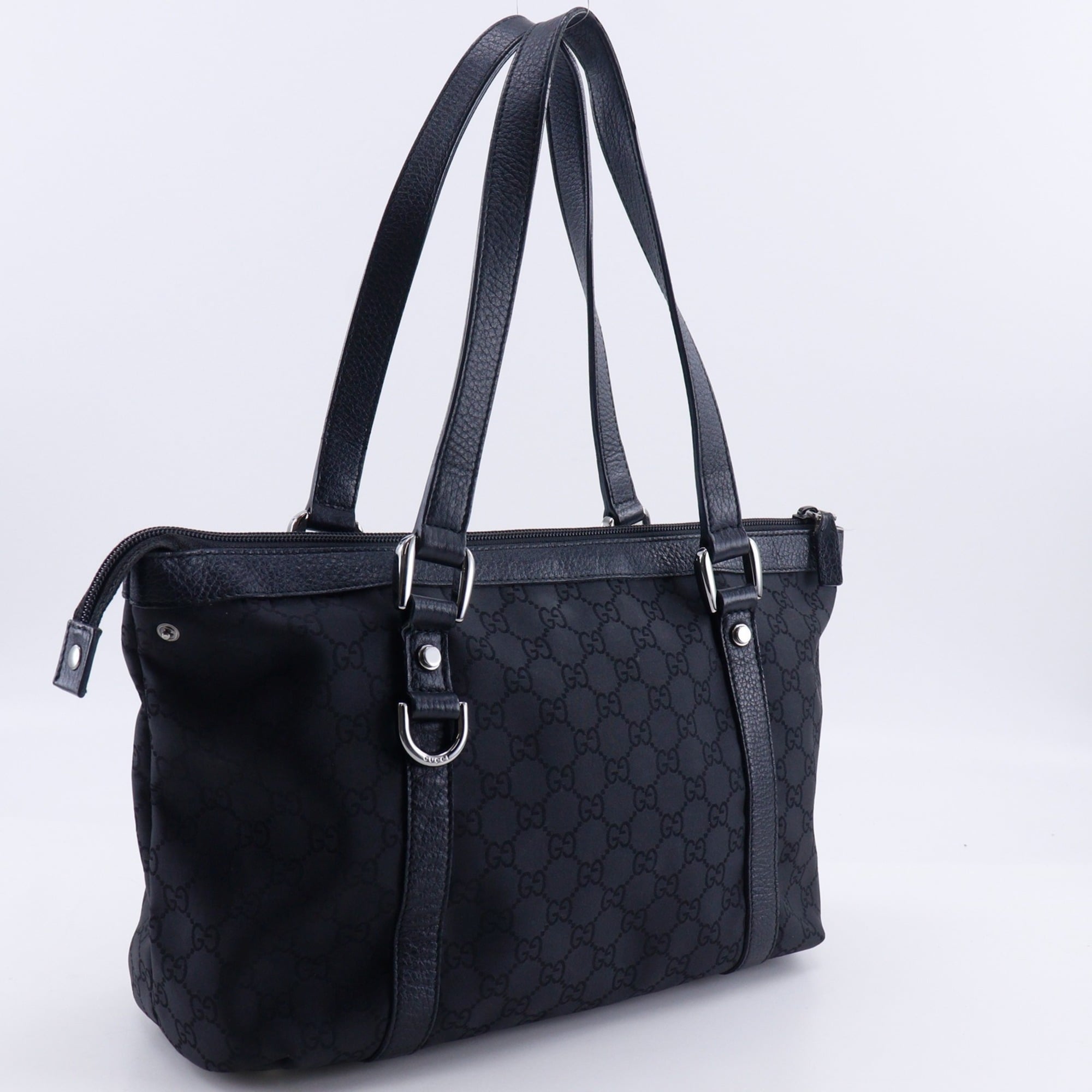 Gucci Black Nylon Canvas Tote Bag (Pre-Owned)