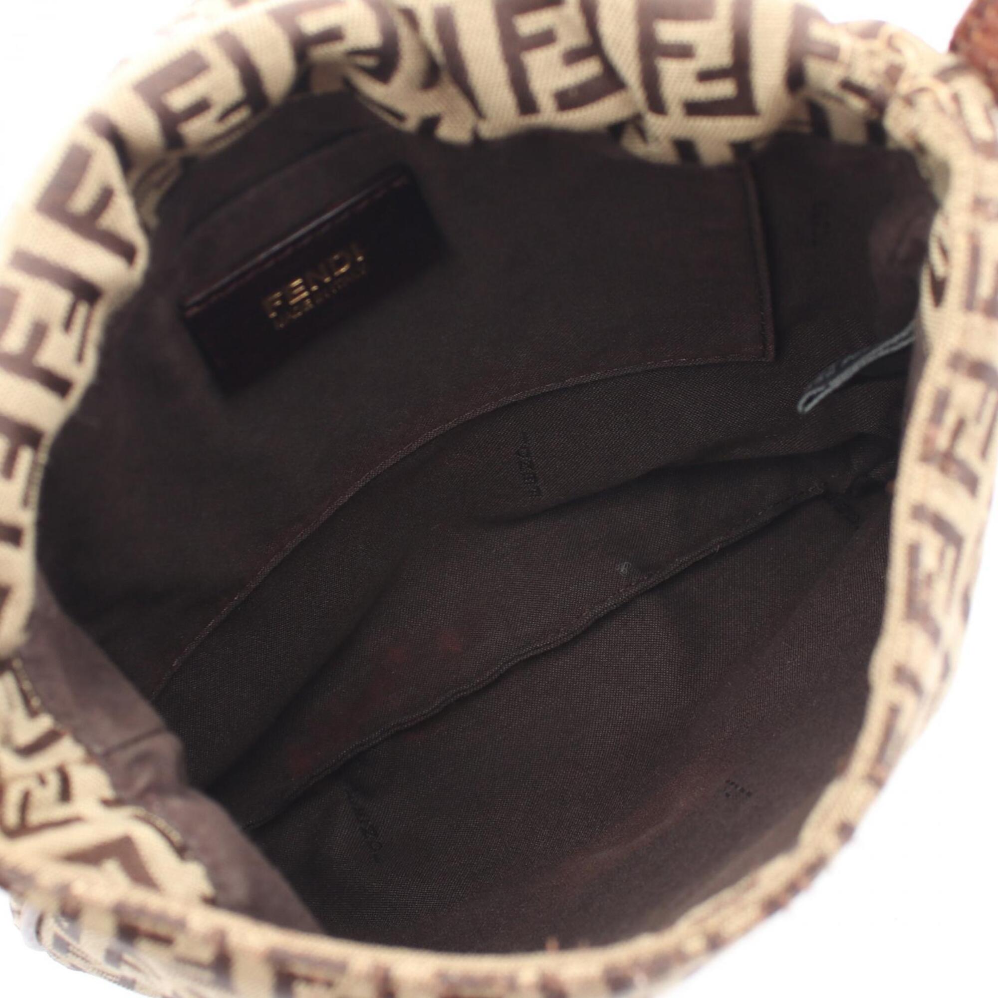 Fendi Beige Brown Canvas Leather Handbag Shoulder Bag (Pre-Owned)