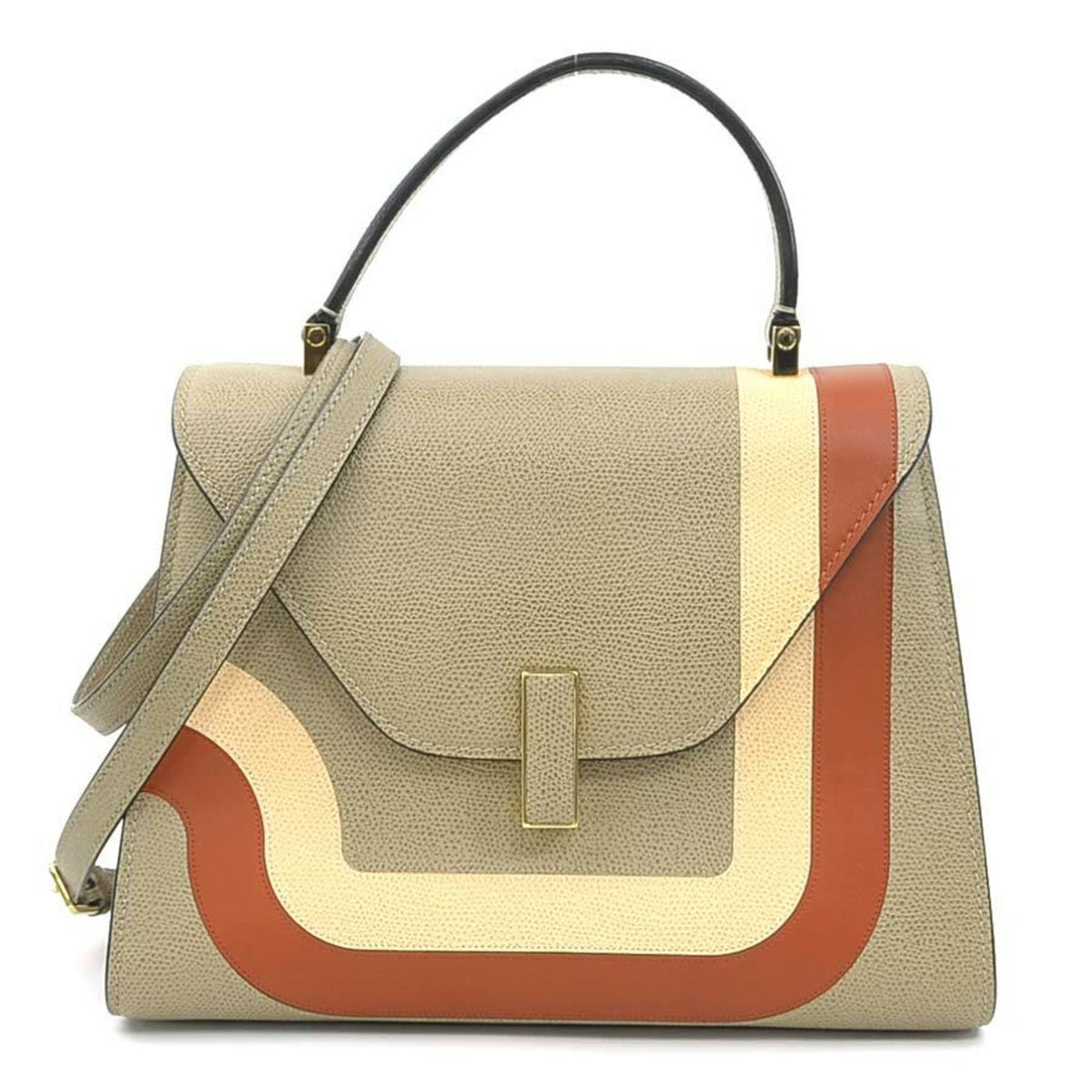 Valextra Grayish Leather Handbag Shoulder Bag (Pre-Owned)