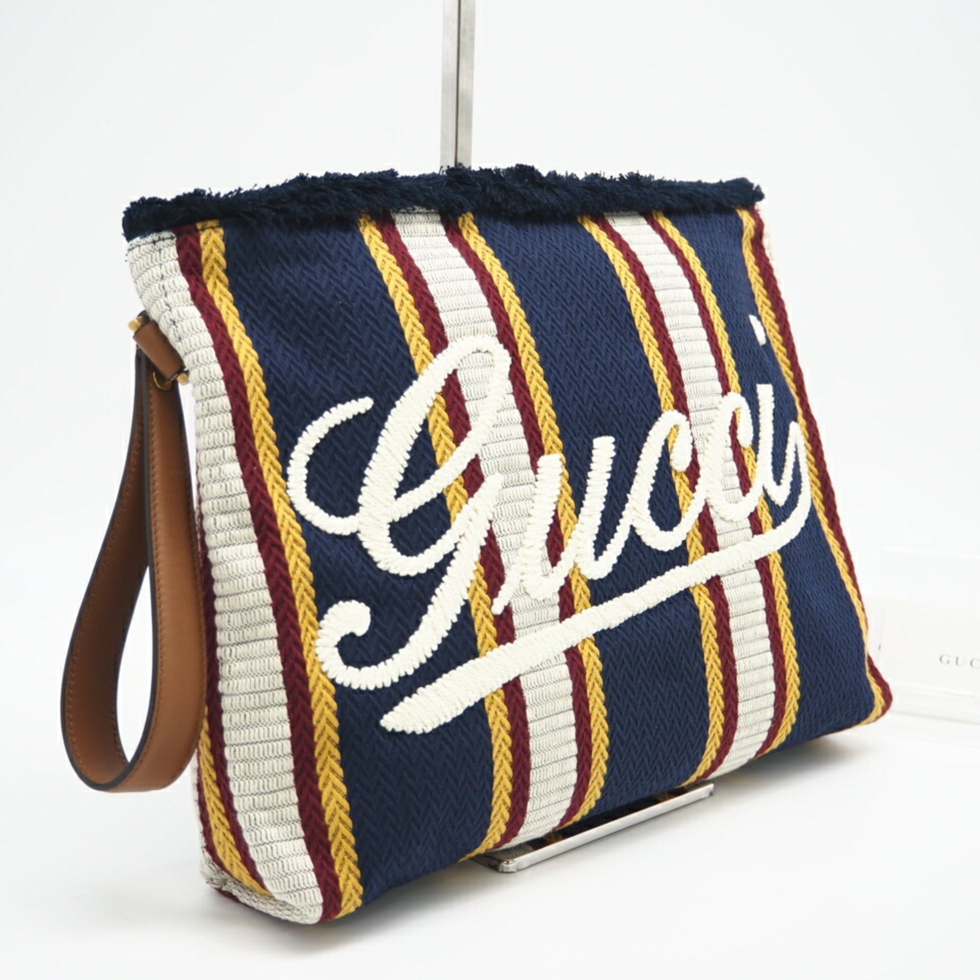 Gucci Multi-Color Navy Canvas Clutch Bag Pouch (Pre-Owned)