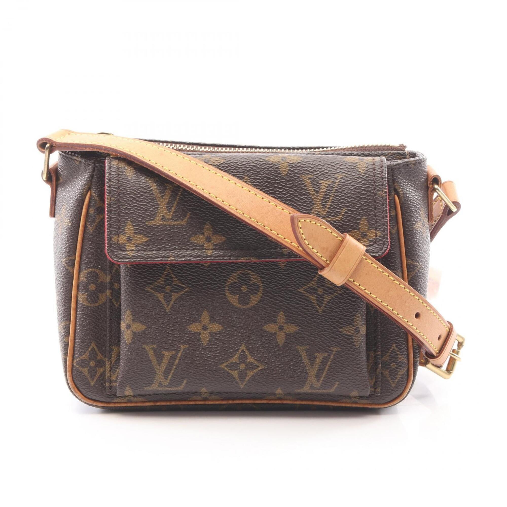 Louis Vuitton Brown Coated Canvas Leather Handbag Shoulder Bag (Pre-Owned)