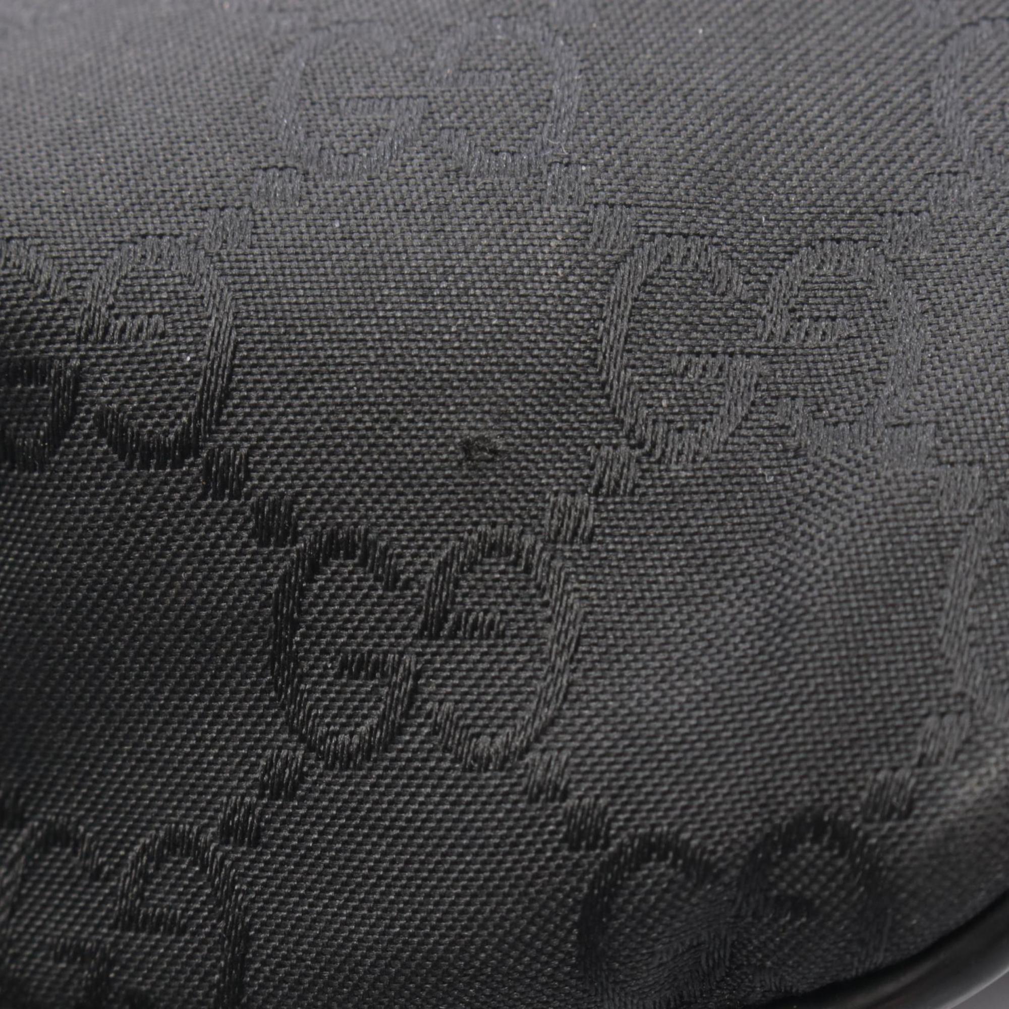 Gucci Black Leather Nylon Canvas Handbag Shoulder Bag (Pre-Owned)