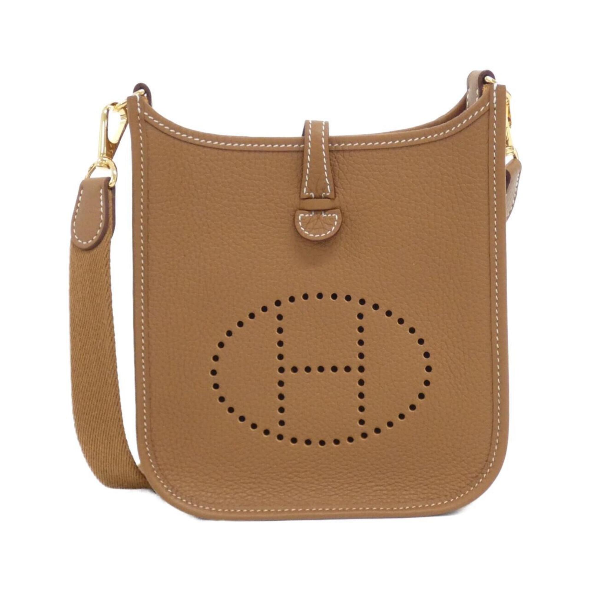 Hermes Brown Gold Brown Taurillon Clemence Leather Shoulder Bag (Pre-Owned)