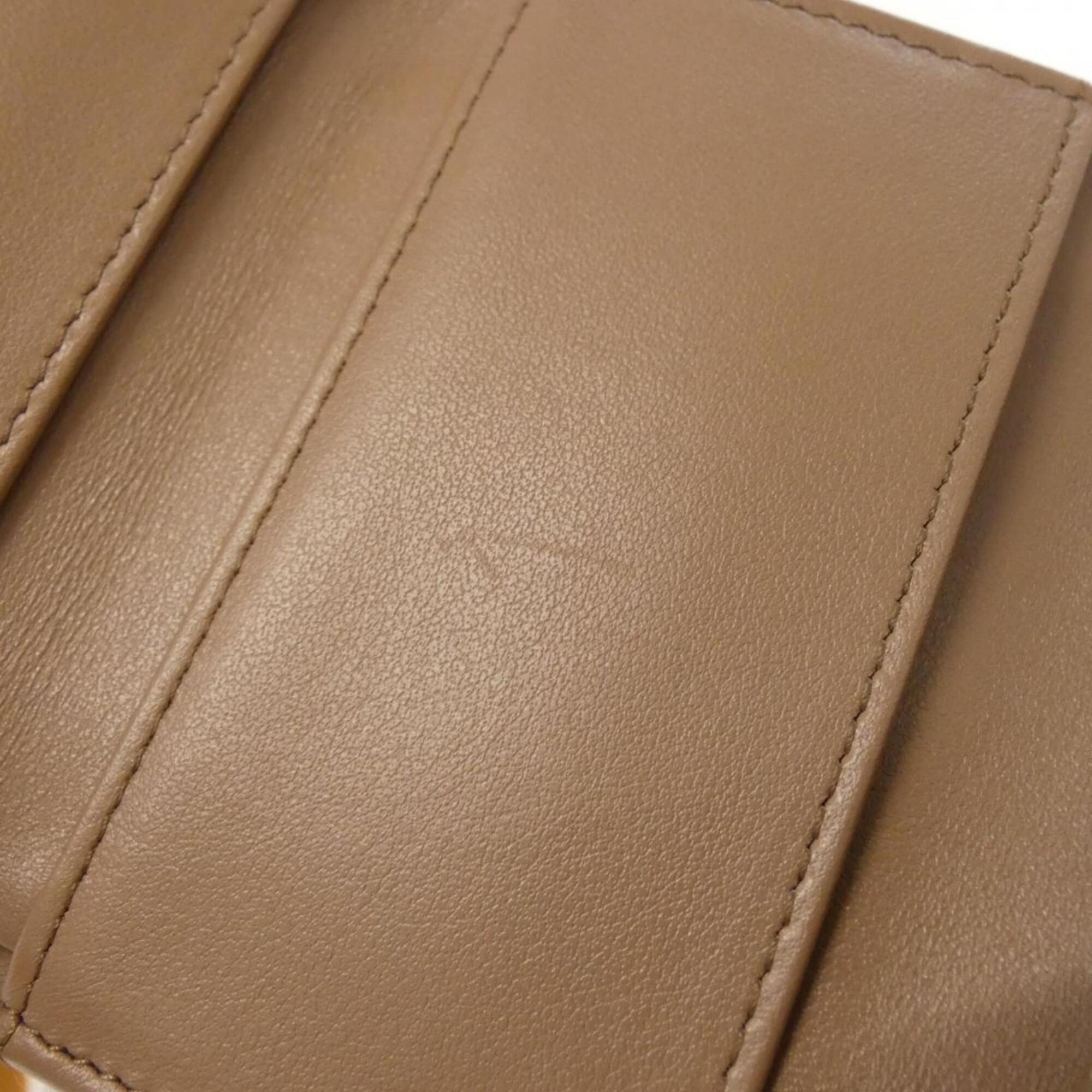 Chanel Dark Beige Grained Calfskin Wallet (Tri-Fold) (Pre-Owned)