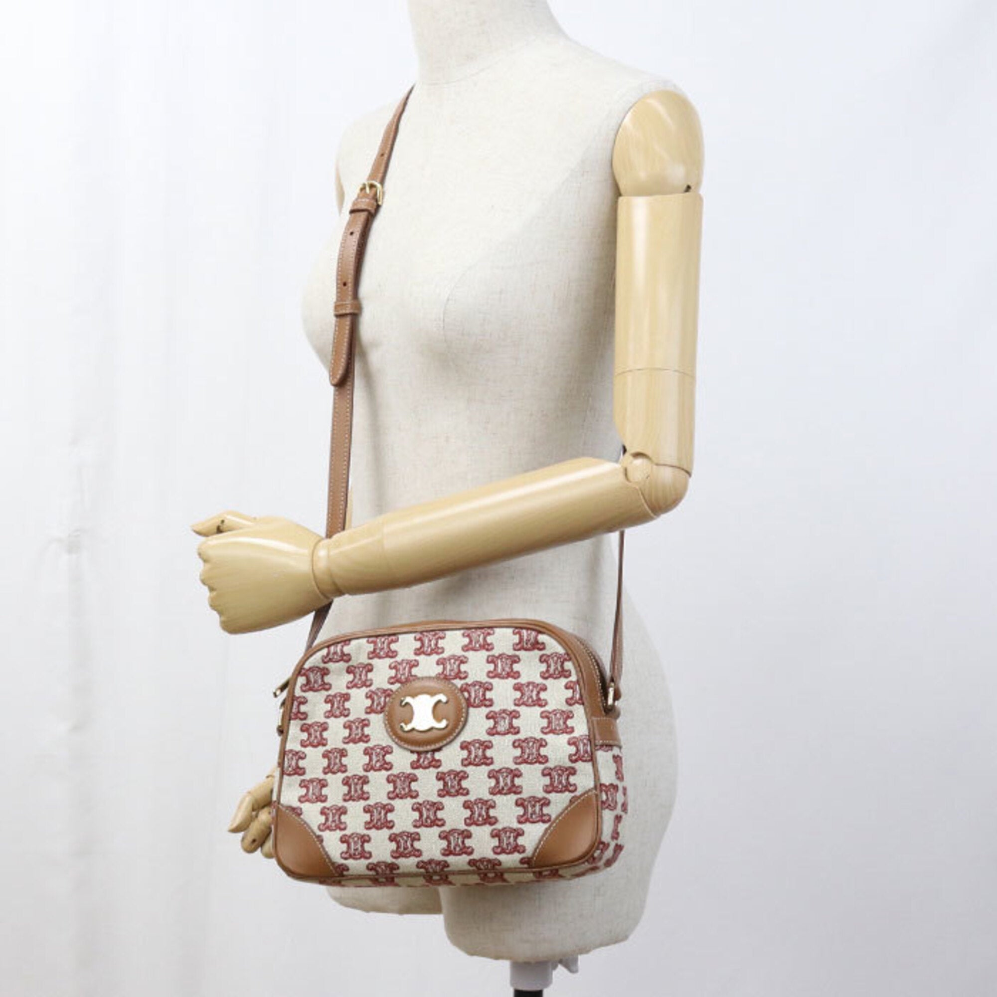 Celine Brown Canvas Shoulder Bag (Pre-Owned)