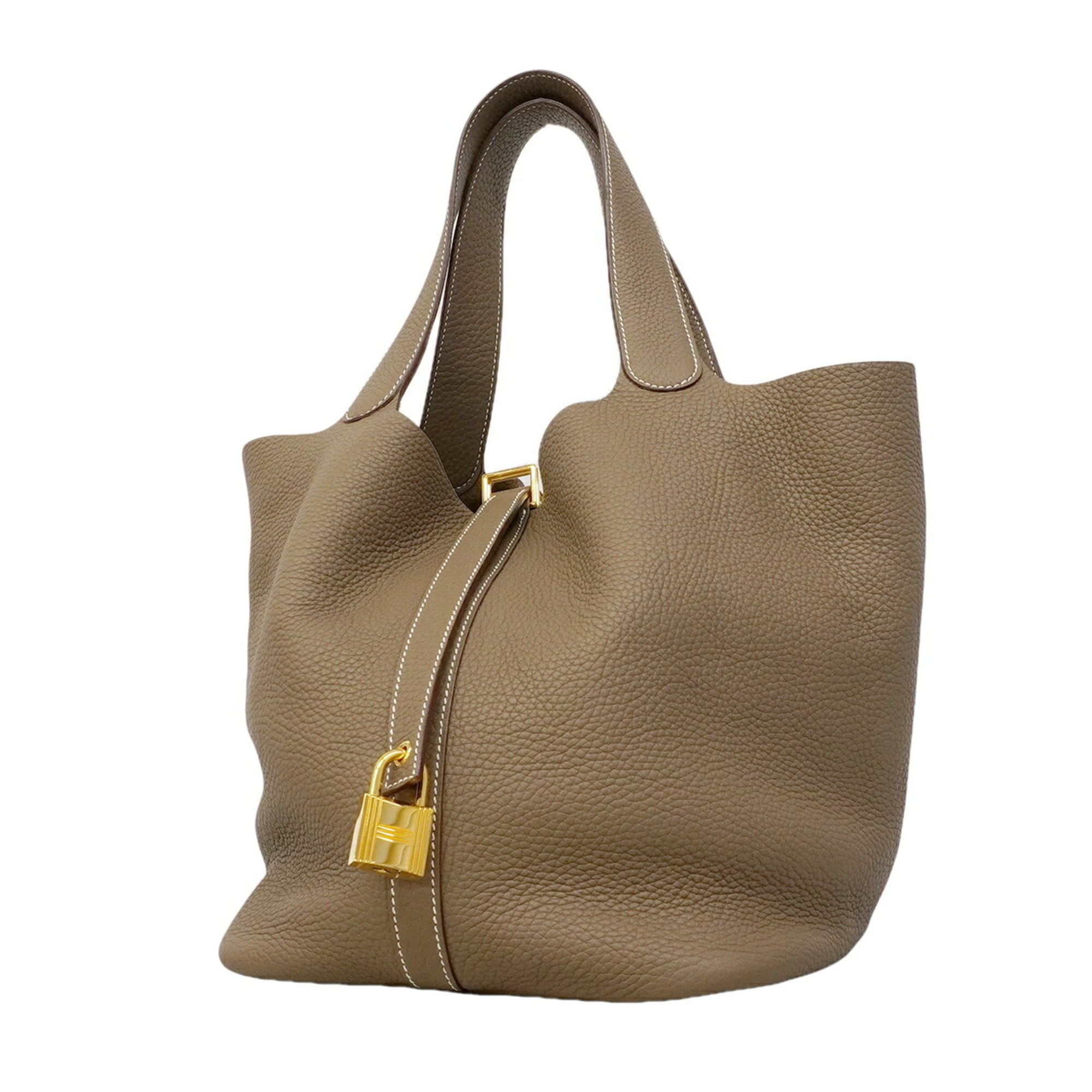 Hermes Etoupe Gray Taurillon Clemence Leather Handbag (Pre-Owned)