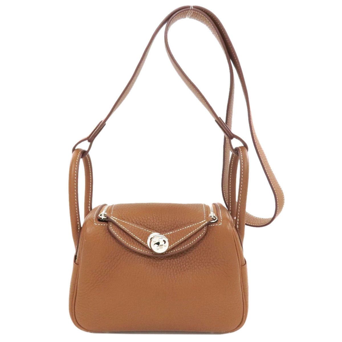 Hermes Gold Taurillon Clemence Leather Handbag (Pre-Owned)