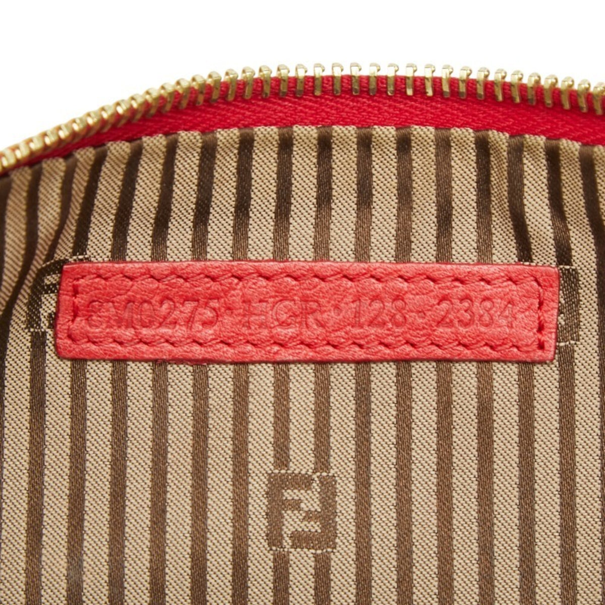 Fendi Red Brown Leather Pouch (Pre-Owned)