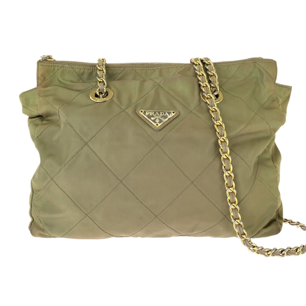 Prada Khaki Nylon Shoulder Bag (Pre-Owned)