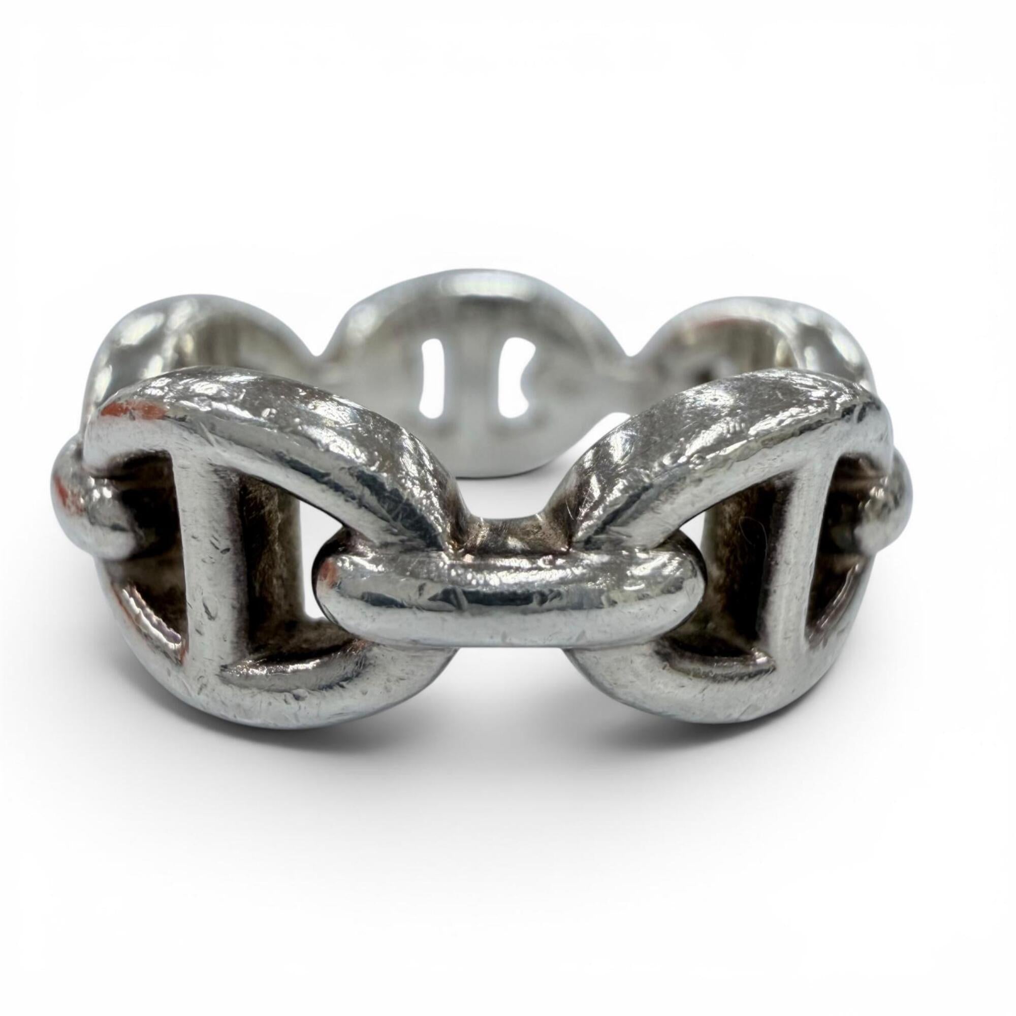 Hermes Silver Silver 925 Band Ring (Pre-Owned)