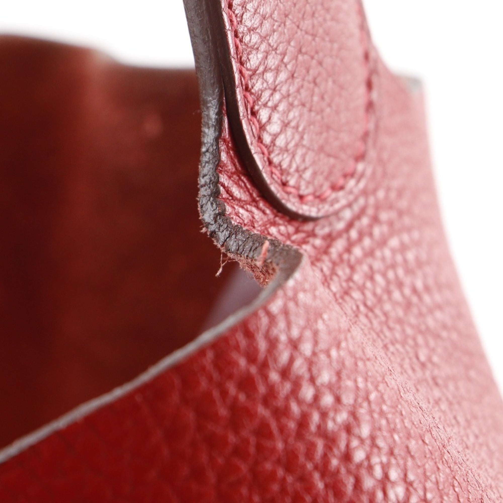 Hermes Red Color Taurillon Clemence Leather Handbag (Pre-Owned)