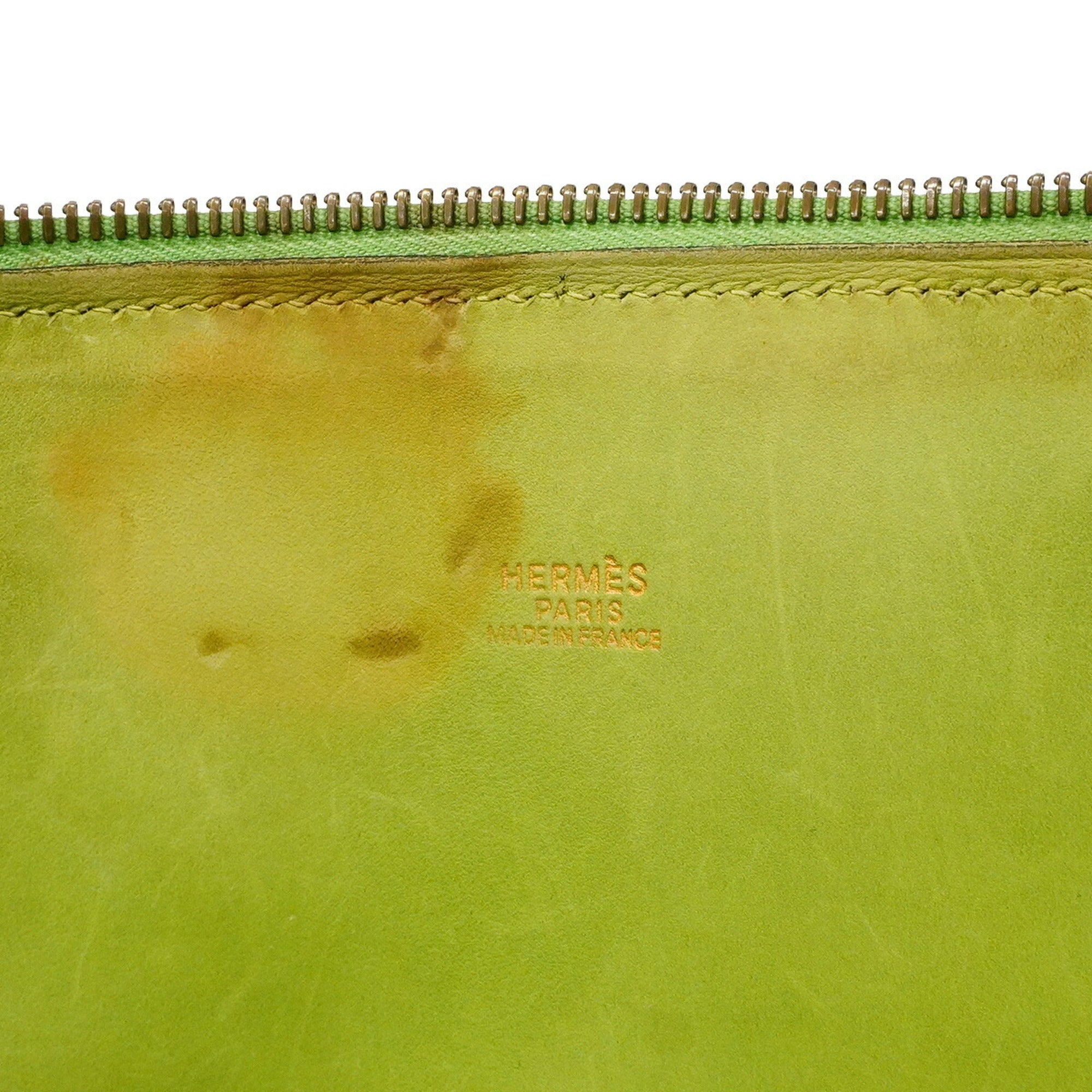Hermes Apple Green Taurillon Clemence Leather Handbag (Pre-Owned)