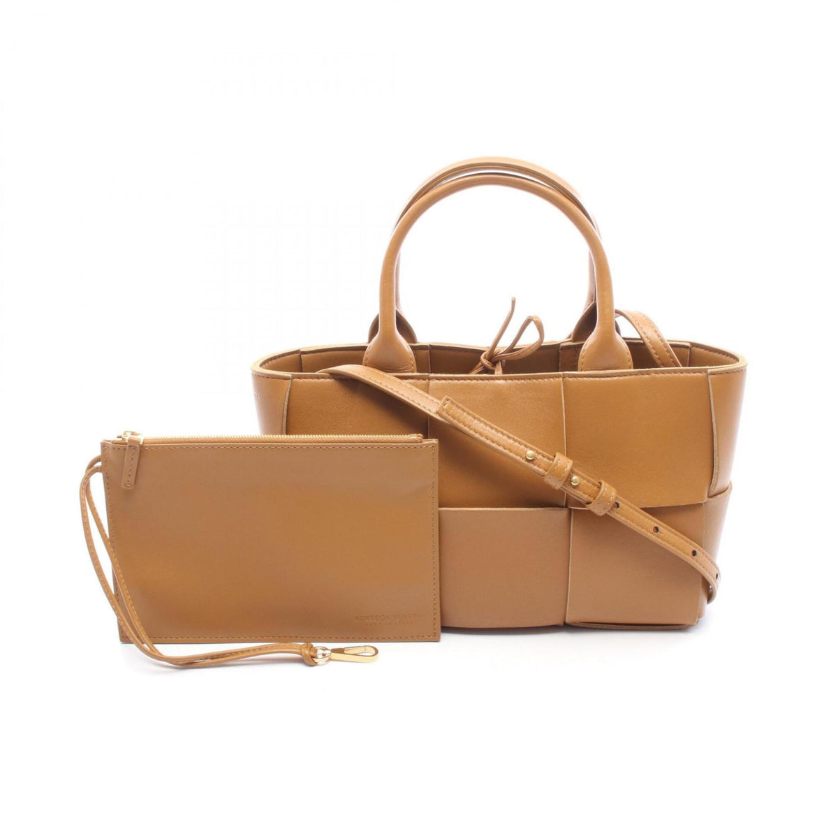 Bottega Veneta Brown Leather Handbag Pouch Tote Bag (Pre-Owned)
