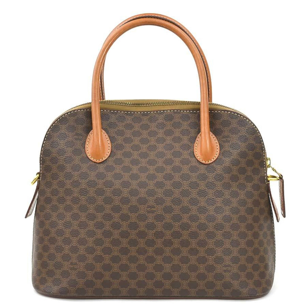 Celine Brown Coated Canvas Leather Handbag Shoulder Bag (Pre-Owned)