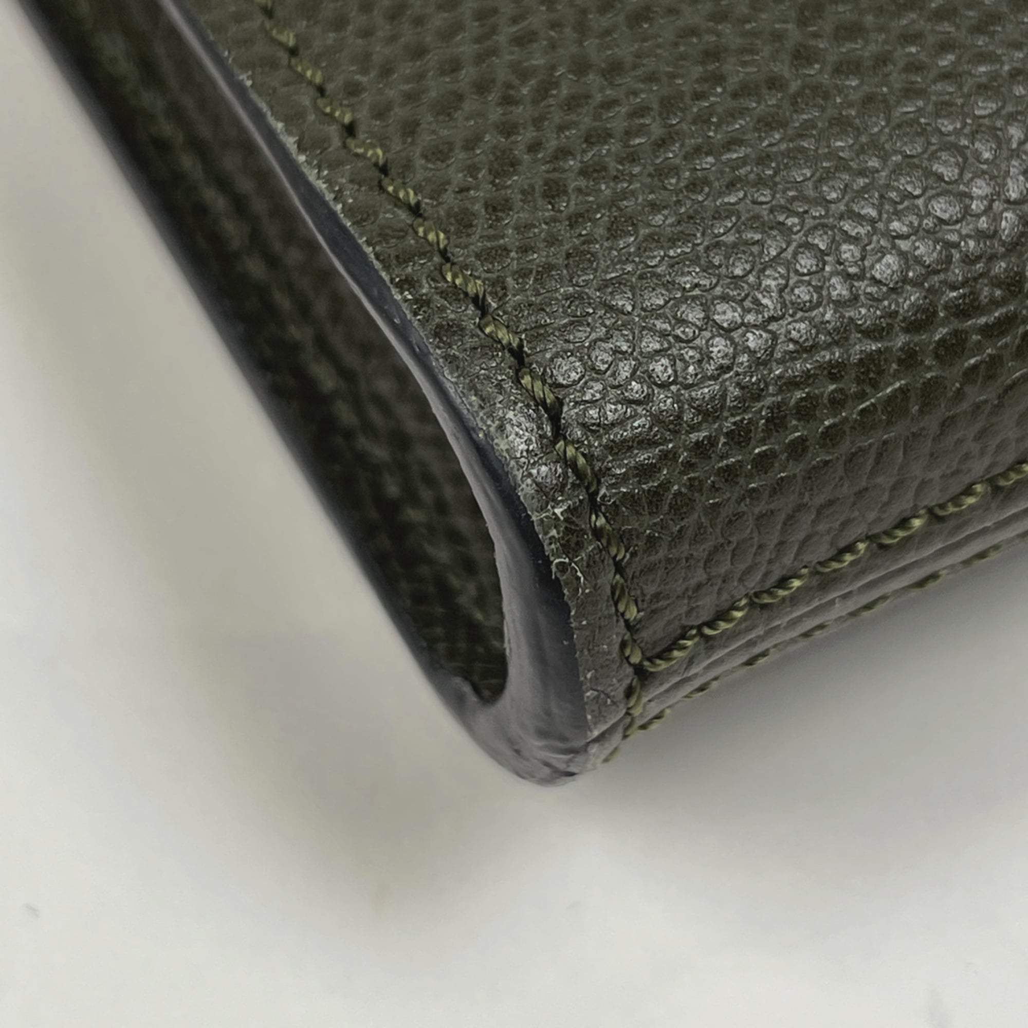 Valextra Green Khaki Leather Shoulder Bag (Pre-Owned)