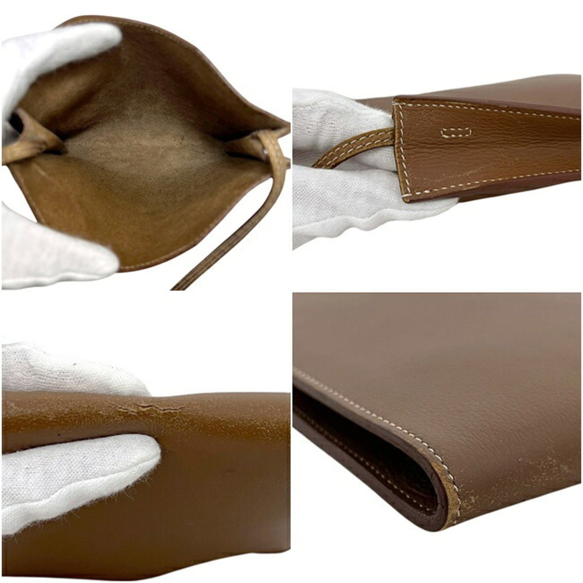 Hermes Brown Leather Pochette Shoulder Bag (Pre-Owned)