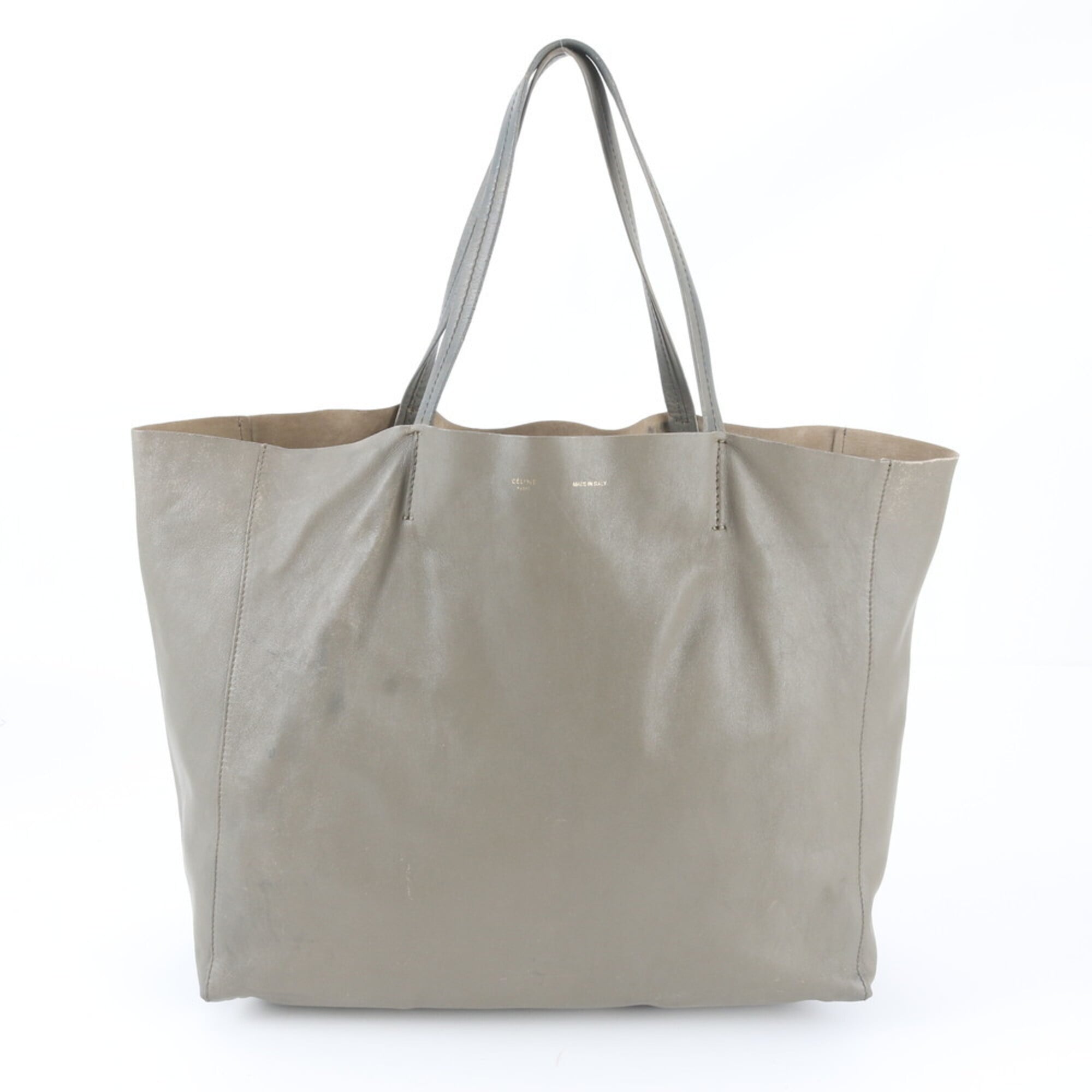 Celine Cabas Grayish Leather Handbag (Pre-Owned)