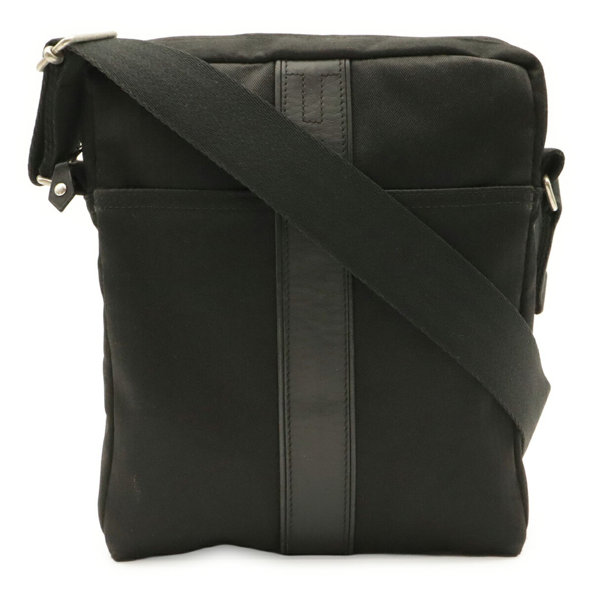 Hermes Black Toile Chevron Leather Pochette Shoulder Bag (Pre-Owned)