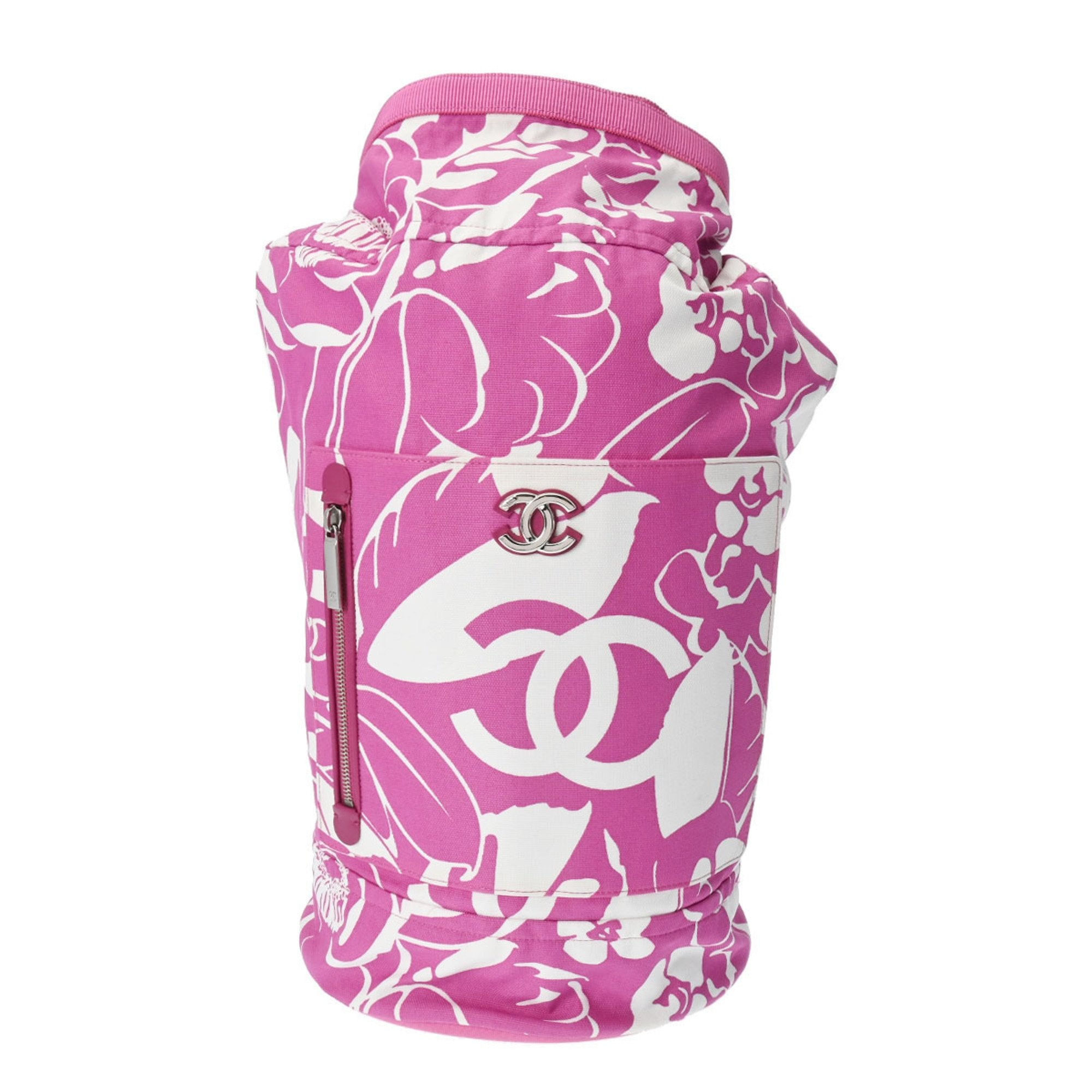 Chanel Pink White Canvas Shoulder Bag (Pre-Owned)