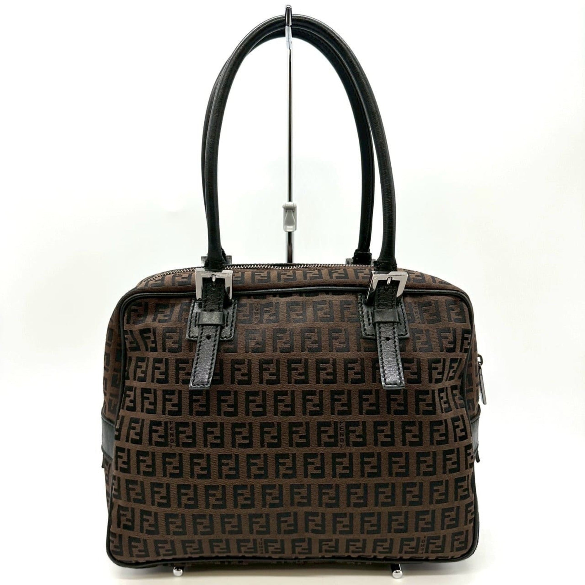 Fendi Dark Brown Canvas Handbag Tote Bag (Pre-Owned)