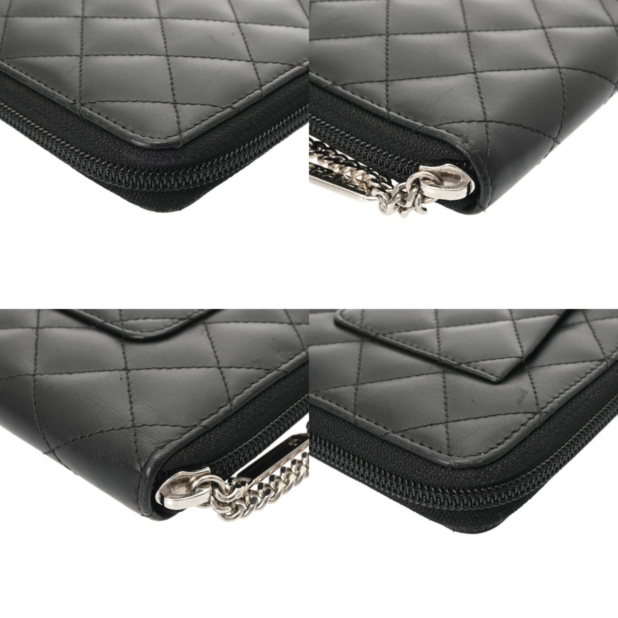 Chanel Cambon Black Leather Long Wallet (Bi-Fold) (Pre-Owned)
