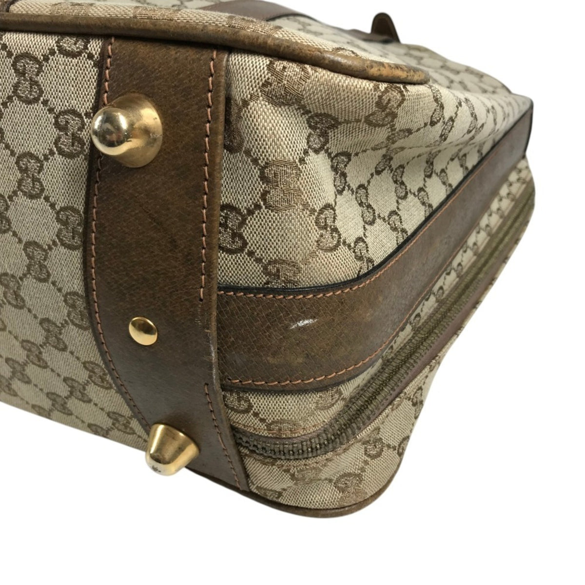 Gucci Beige Gg Supreme Leather Boston Bag (Pre-Owned)