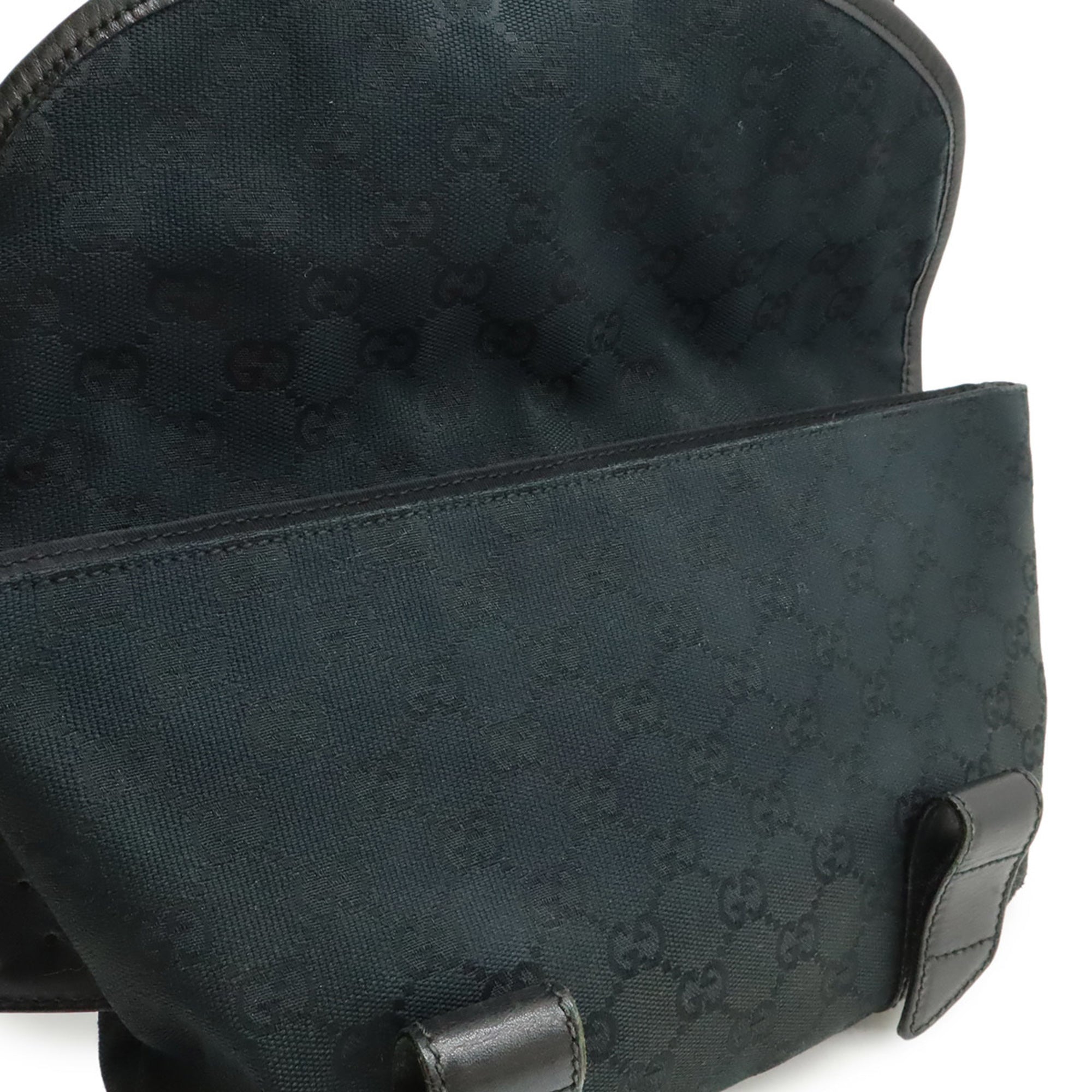 Gucci Black Gg Canvas Leather Fanny Pack Pouch Sling Bag (Pre-Owned)
