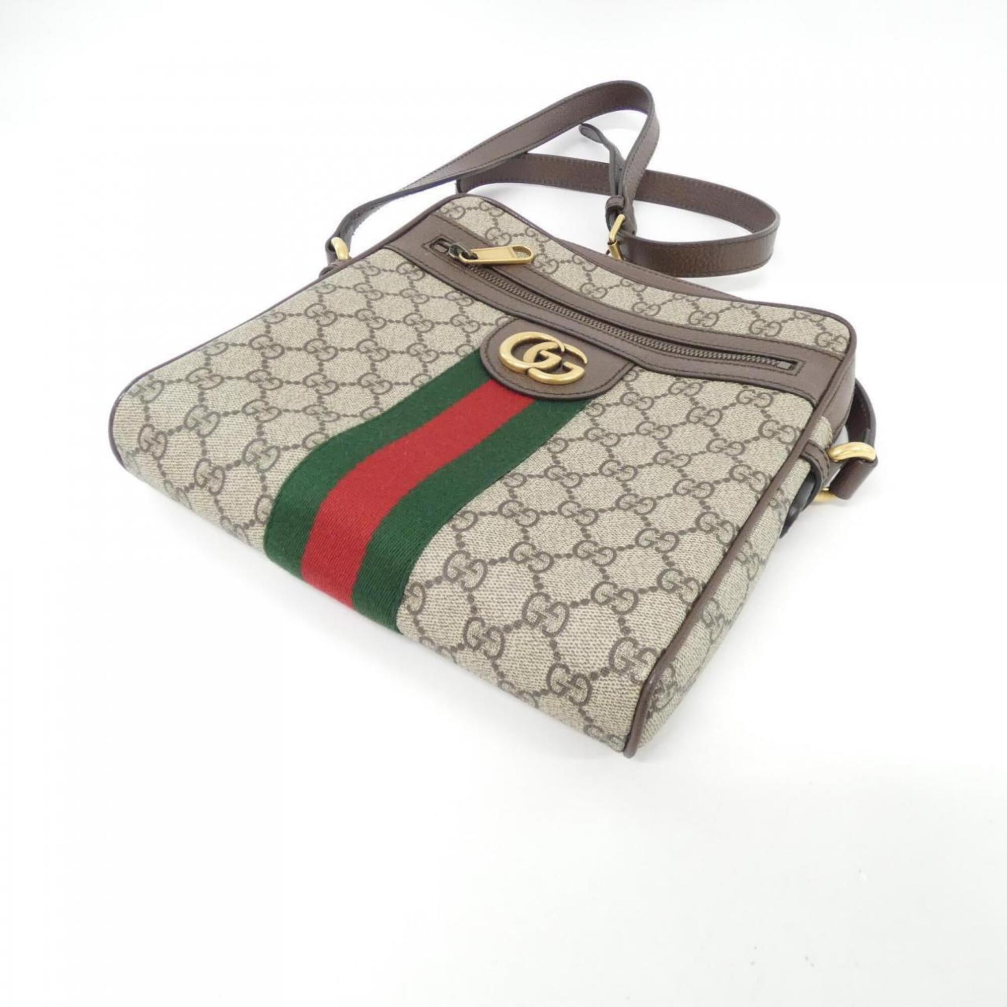 Gucci Ophidia Beige Brown Gg Supreme Canvas Leather Shoulder Bag (Pre-Owned)