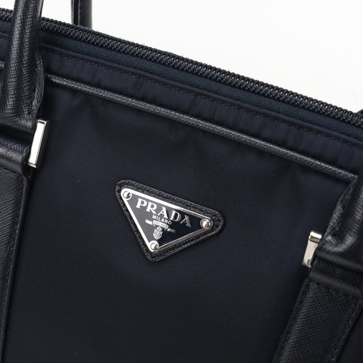 Prada Navy Nylon Leather Briefcase (Pre-Owned)